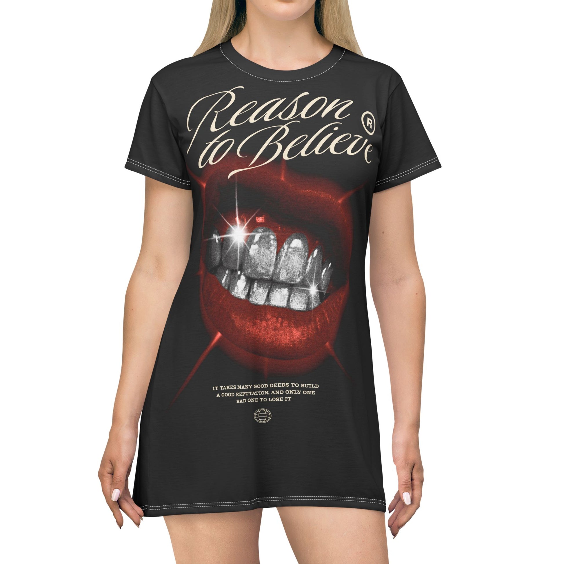 T-Shirt Dress - Reasons to Believe Graphic Print