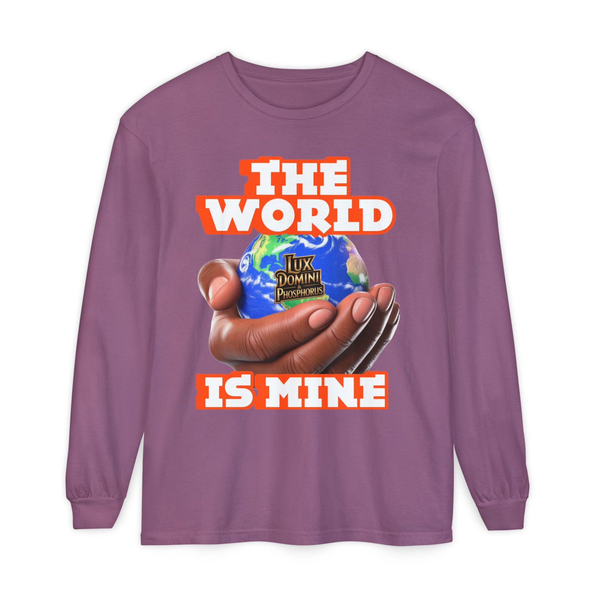 Garment-dyed Long Sleeve T-Shirt - The World Is Mine
