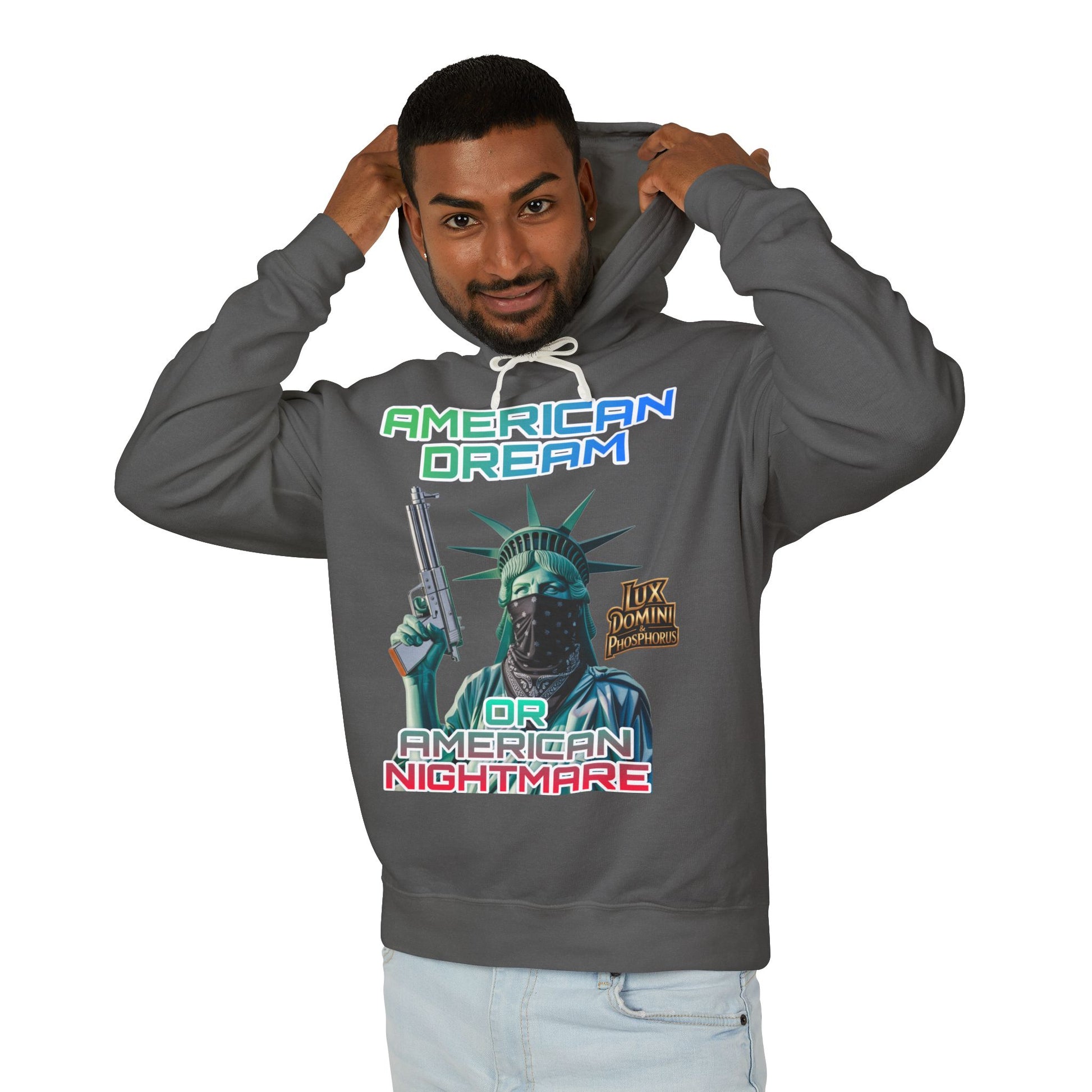 Lightweight Hooded Sweatshirt - American Dream or Nightmare Design