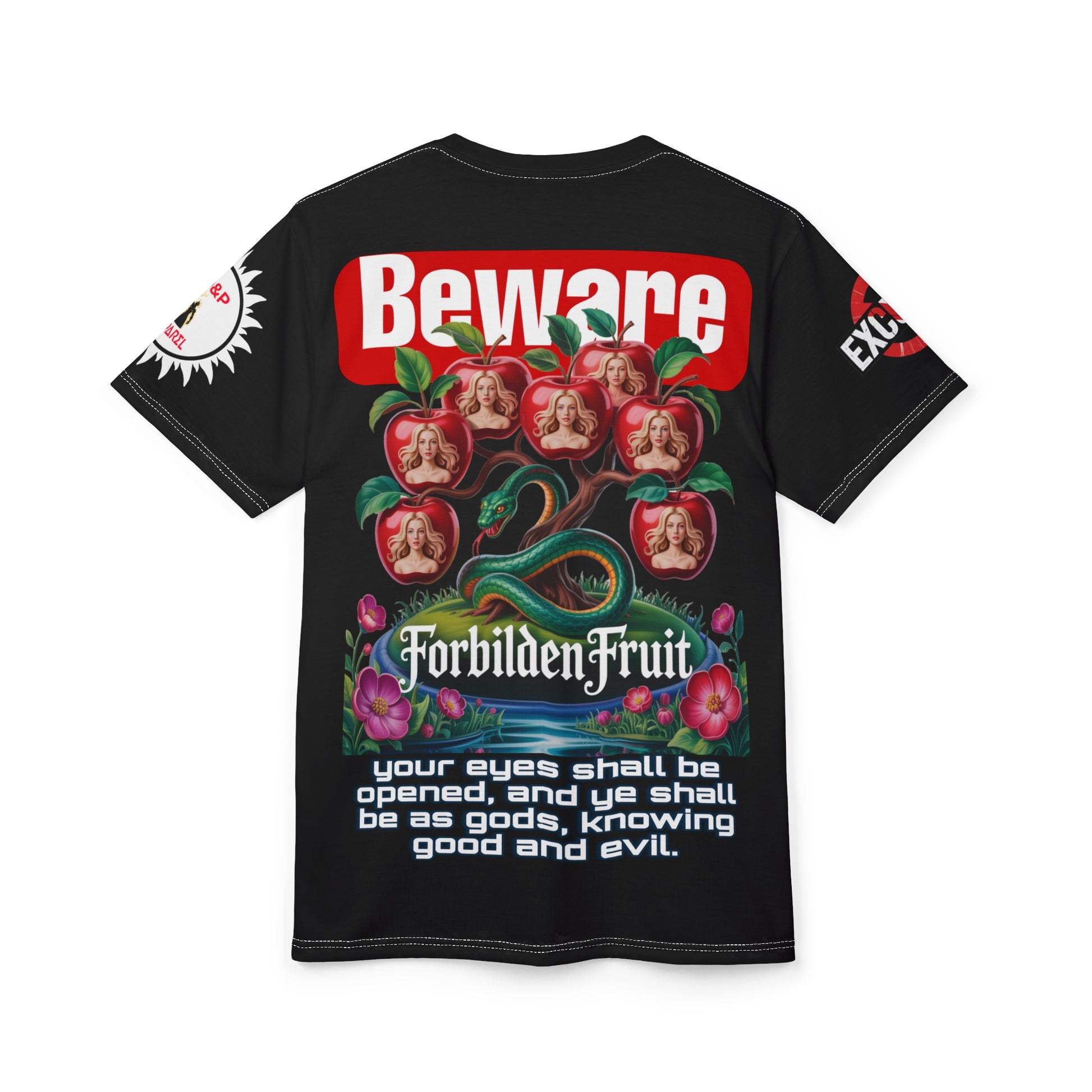 Beware Forbidden Fruit Graphic Tee LD&P APPAREL Black
