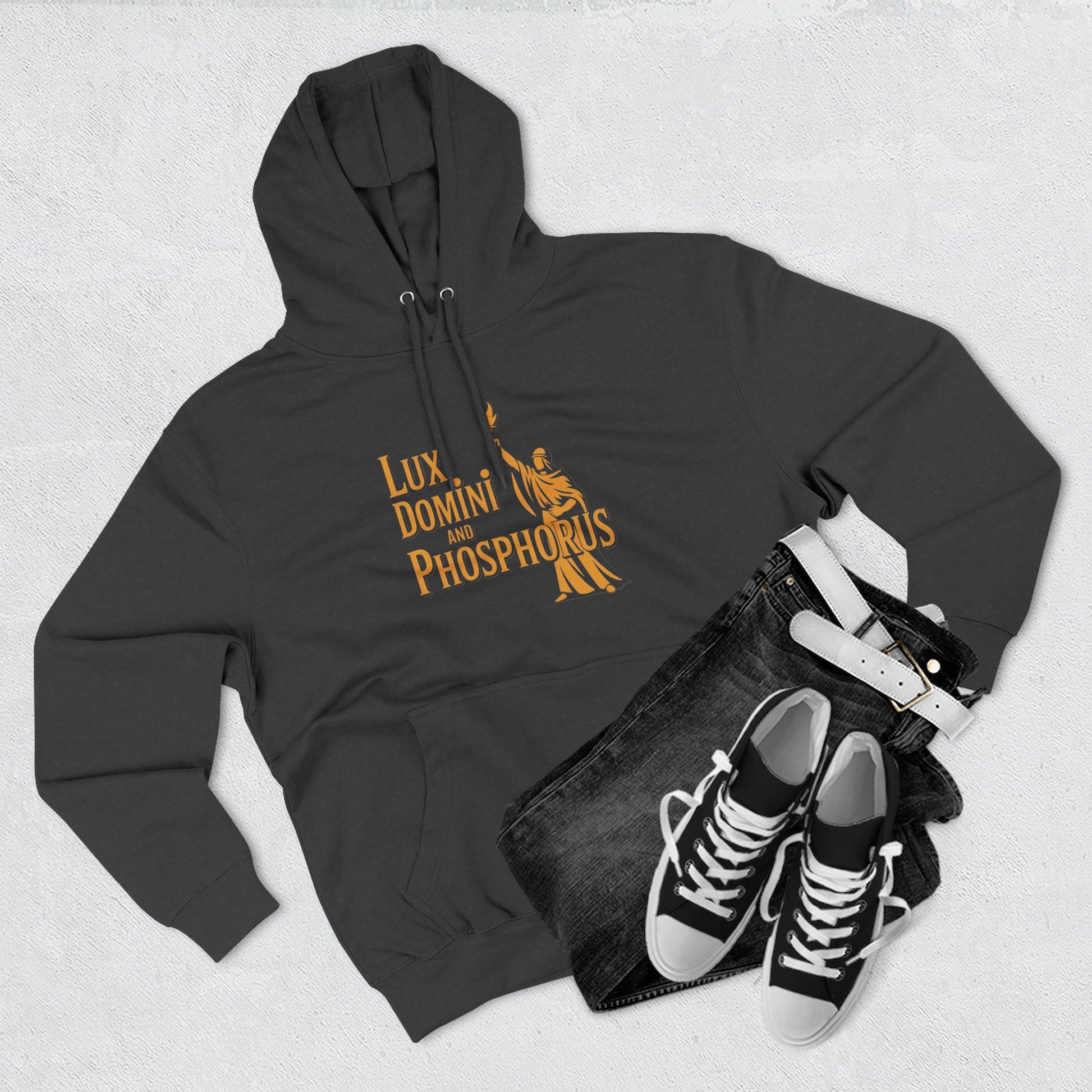 Fleece Hoodie Lux Domini and Phosphorus Apparel Design