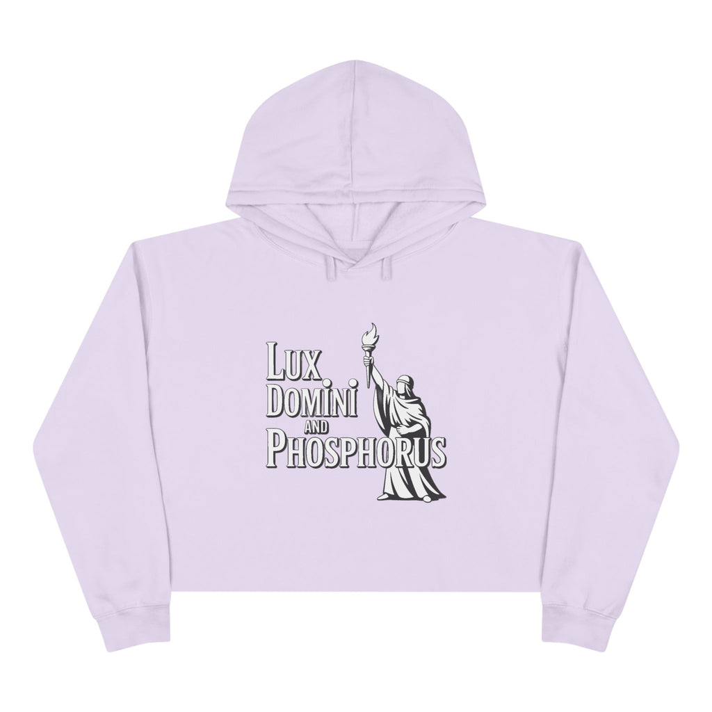 Lux Domini & Phosphorus Crop Hoodie — Gothic Latin Graphic