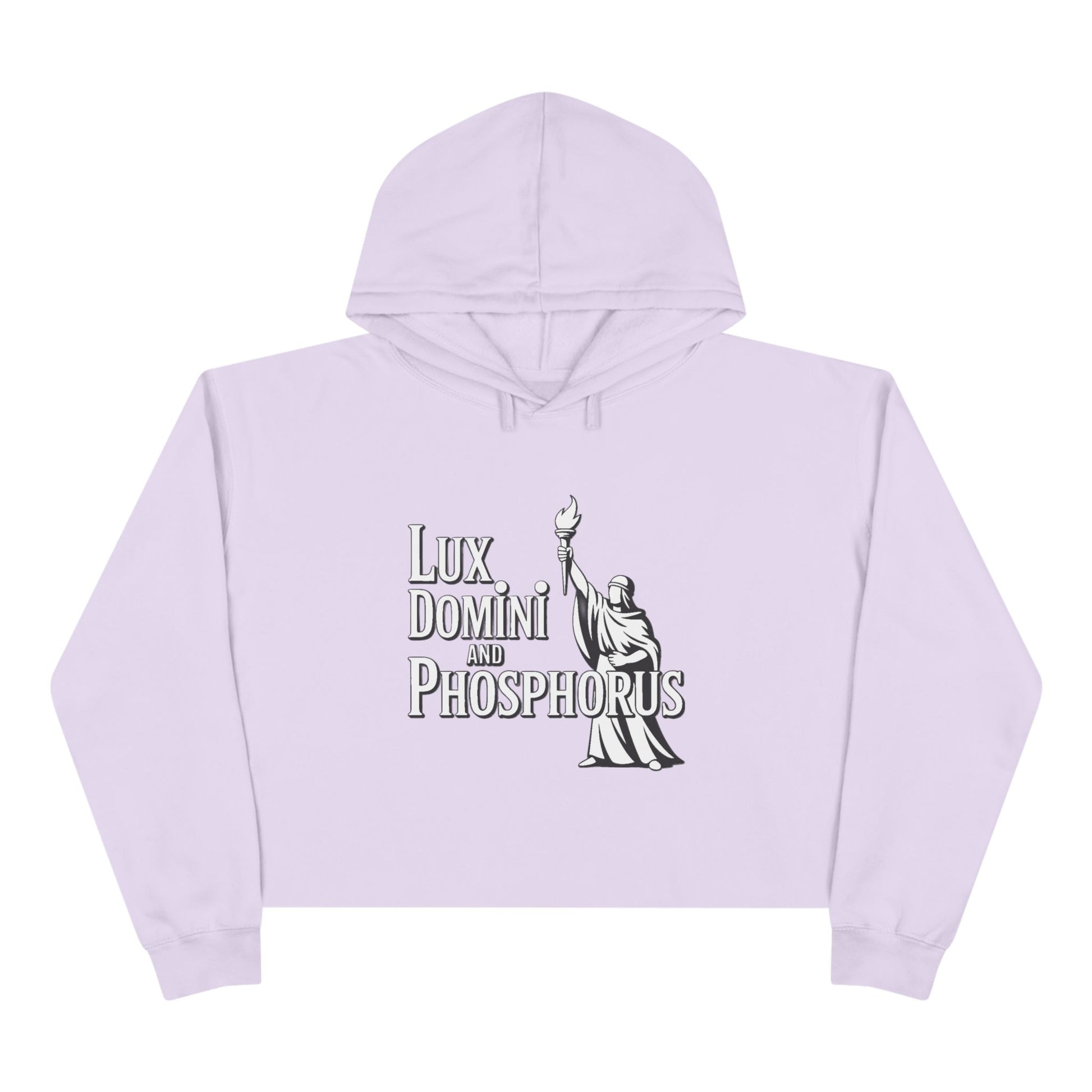 Lux Domini & Phosphorus Crop Hoodie — Gothic Latin Graphic