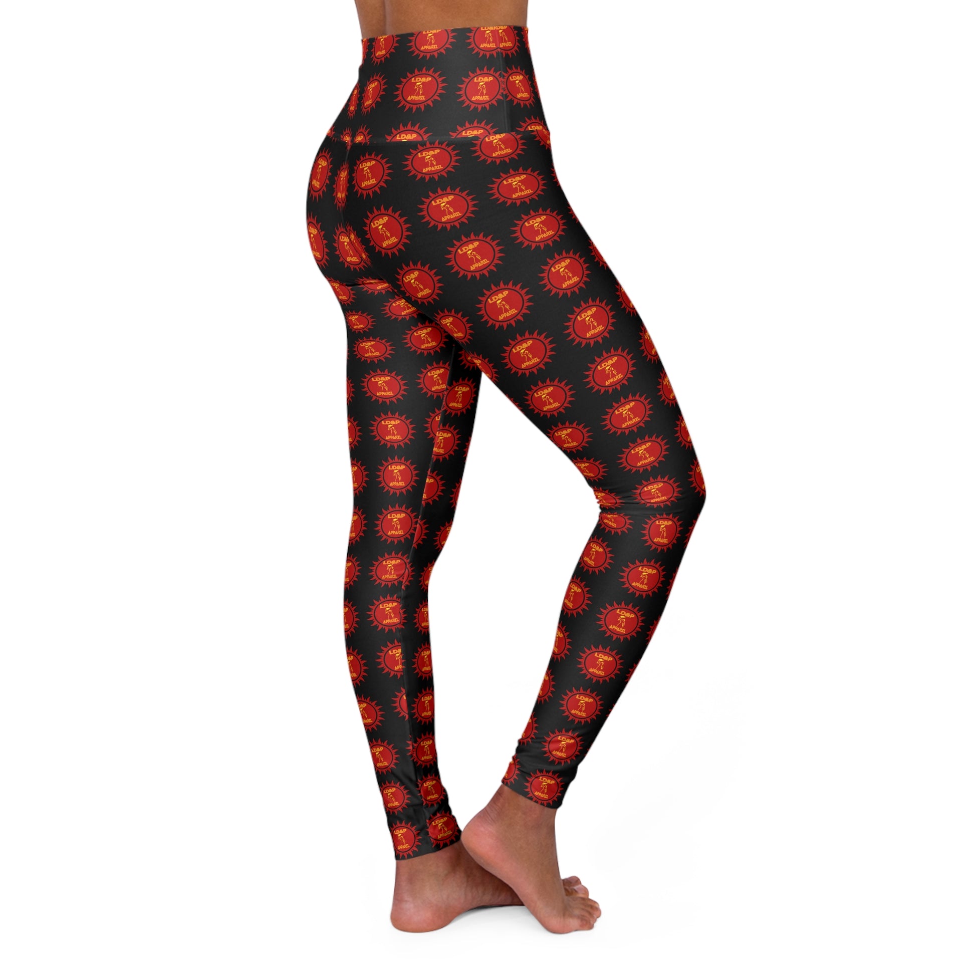 High Waisted Yoga Leggings with Bold LD&P APPAREL Print, Perfect for Fitness, Athleisure, Gym Wear, Gift for Yogis, Workout Apparel