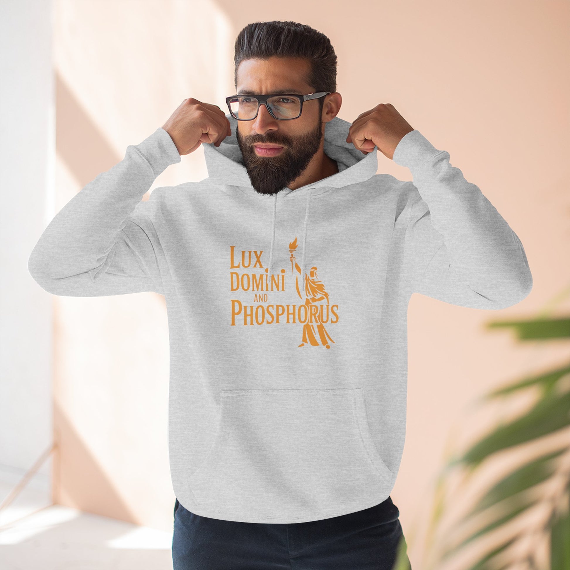 Fleece Hoodie Lux Domini and Phosphorus Apparel Design