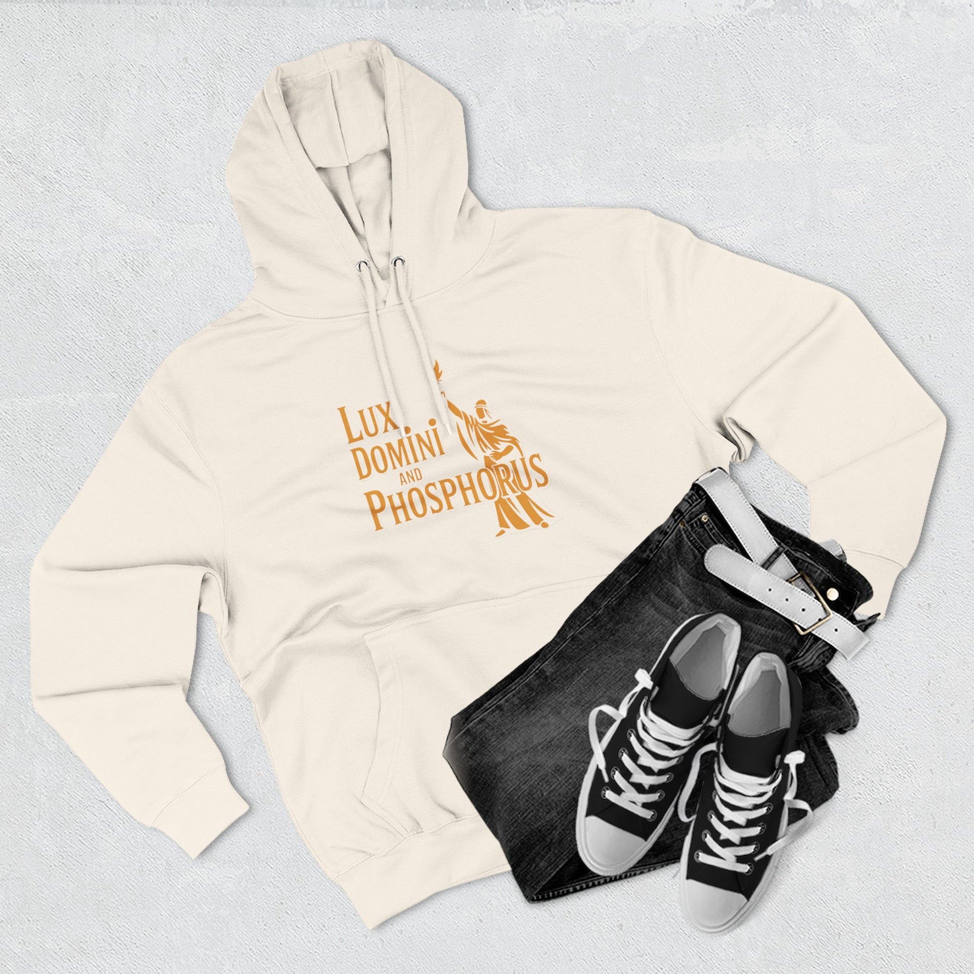 Fleece Hoodie Lux Domini and Phosphorus Apparel Design