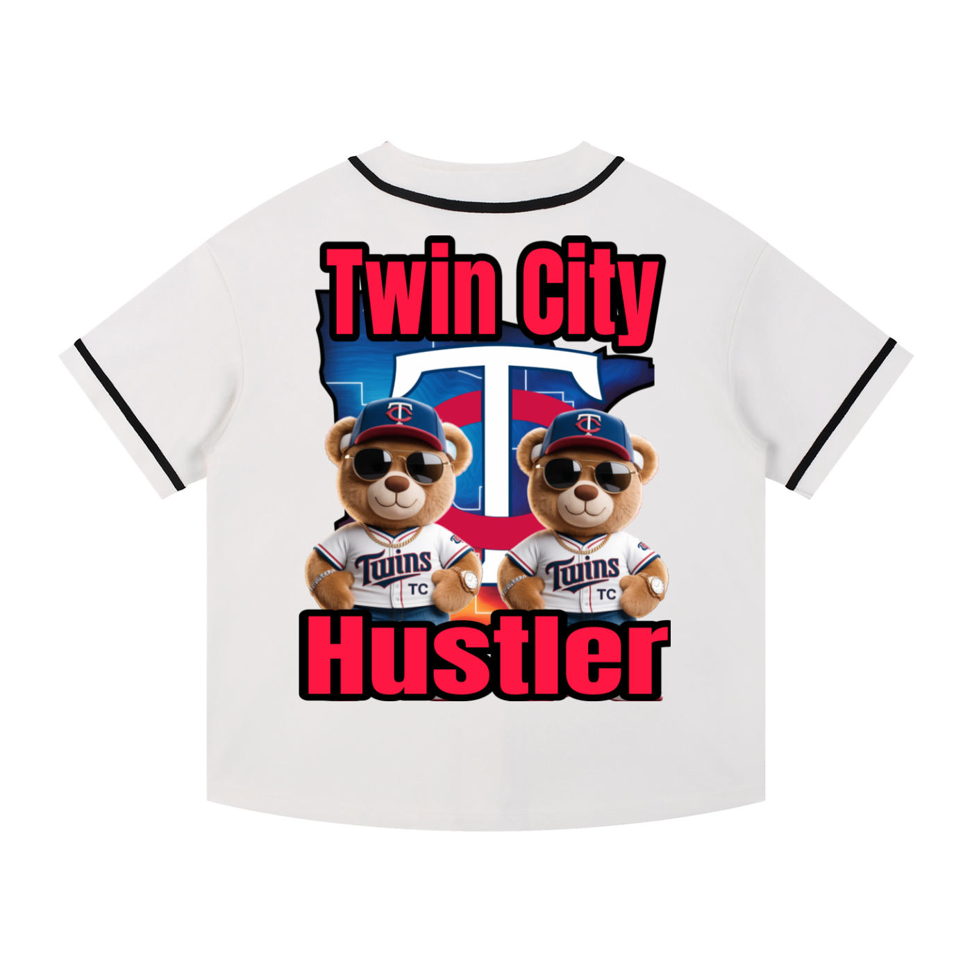 TWIN CITY HUSTLER Contrast Piped Button-Up Jersey