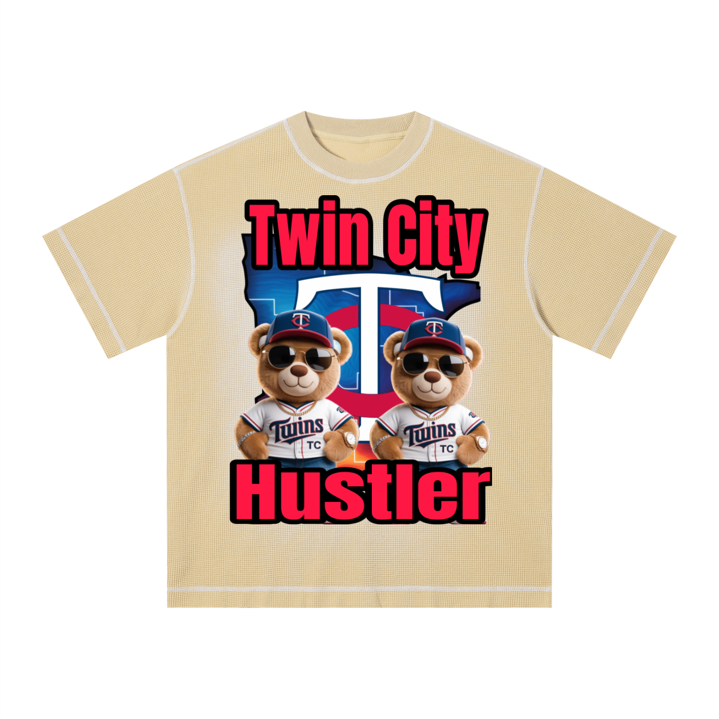 TWIN CITIES HUSTLER Unisex Sunfade Waffle Boxy T-Shirt