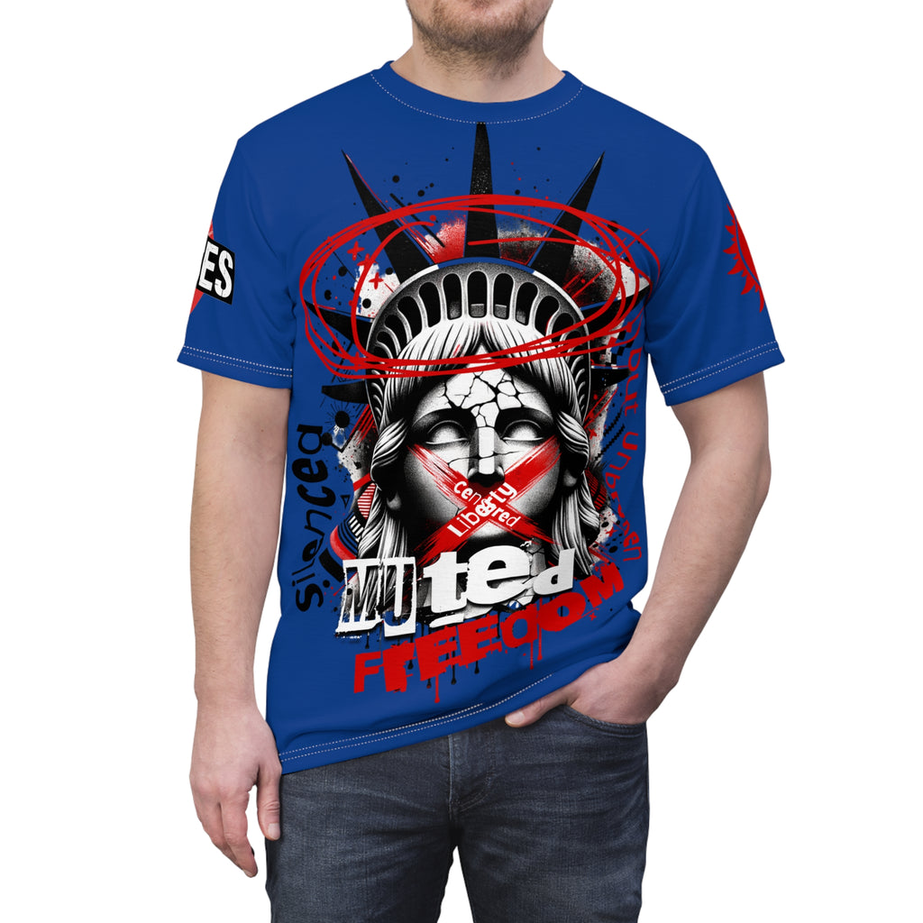 Muted Freedom LD&P APPAREL DESIGN Graphic Tee Shirt Blue