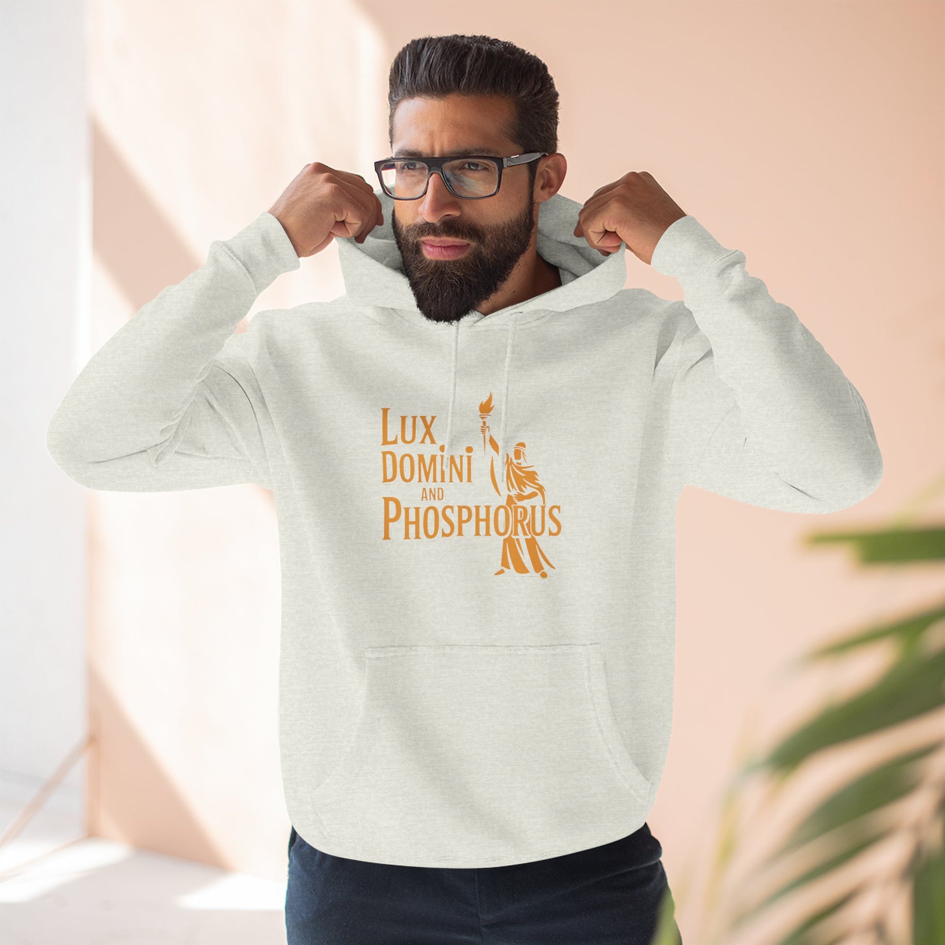 Fleece Hoodie Lux Domini and Phosphorus Apparel Design