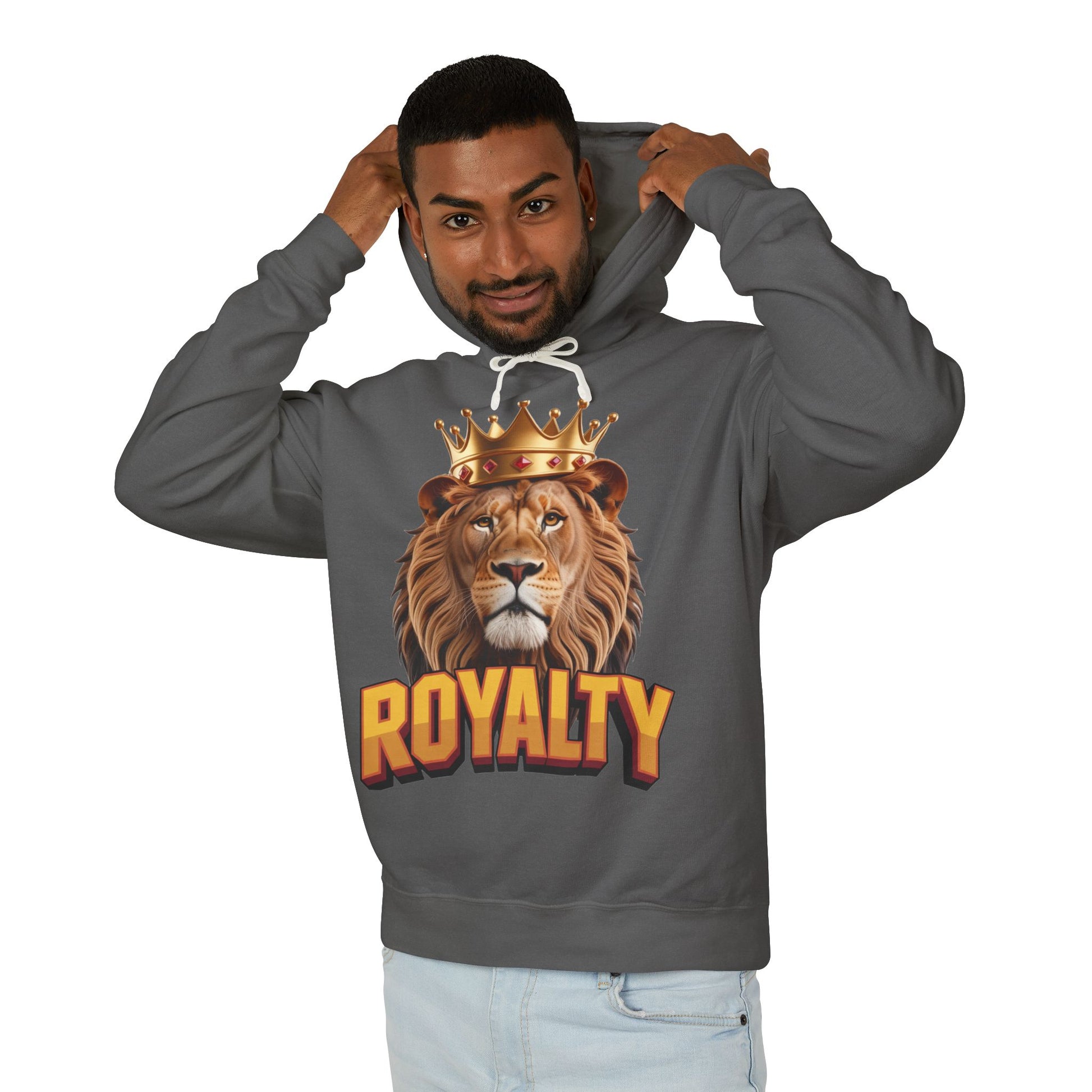 Royalty Lion Hooded Sweatshirt, Unisex Lightweight Pullover, King of the Jungle Sweatshirt, Animal Lover Gift, Cool Casual Wear