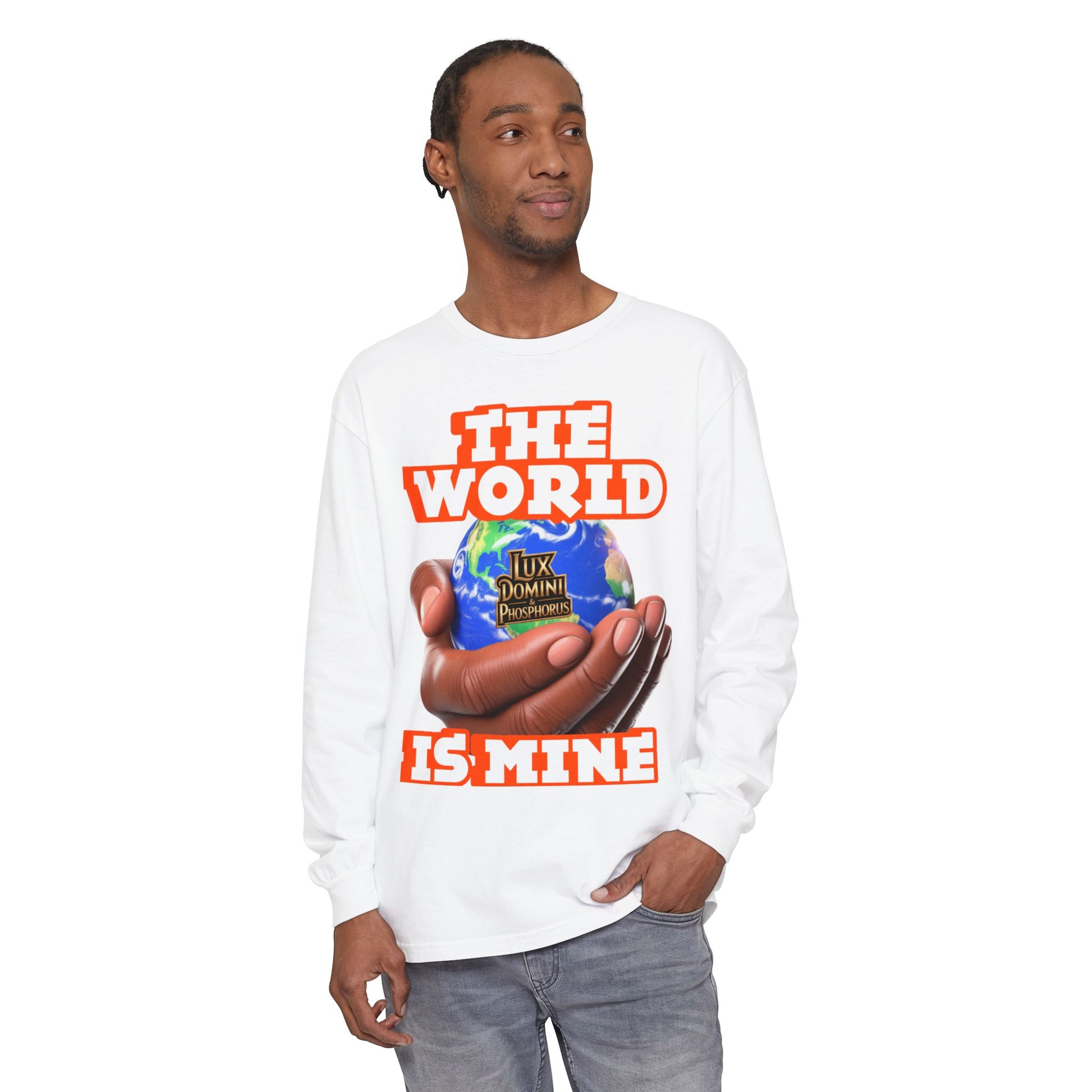 Garment-dyed Long Sleeve T-Shirt - The World Is Mine