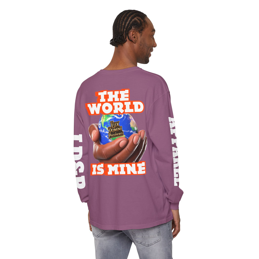 Garment-dyed Long Sleeve T-Shirt - The World Is Mine