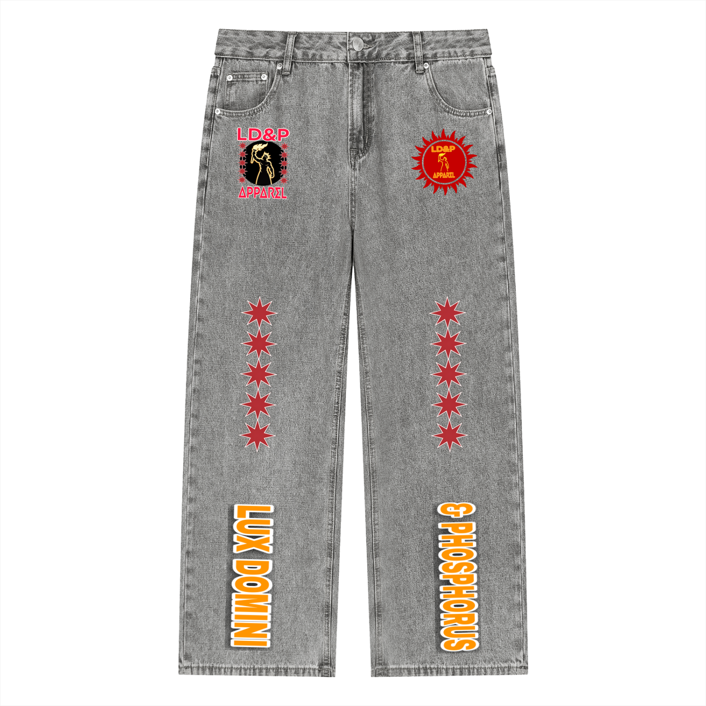 Unisex Vintage Wash Straight Leg  LD&P APPAREL Jeans