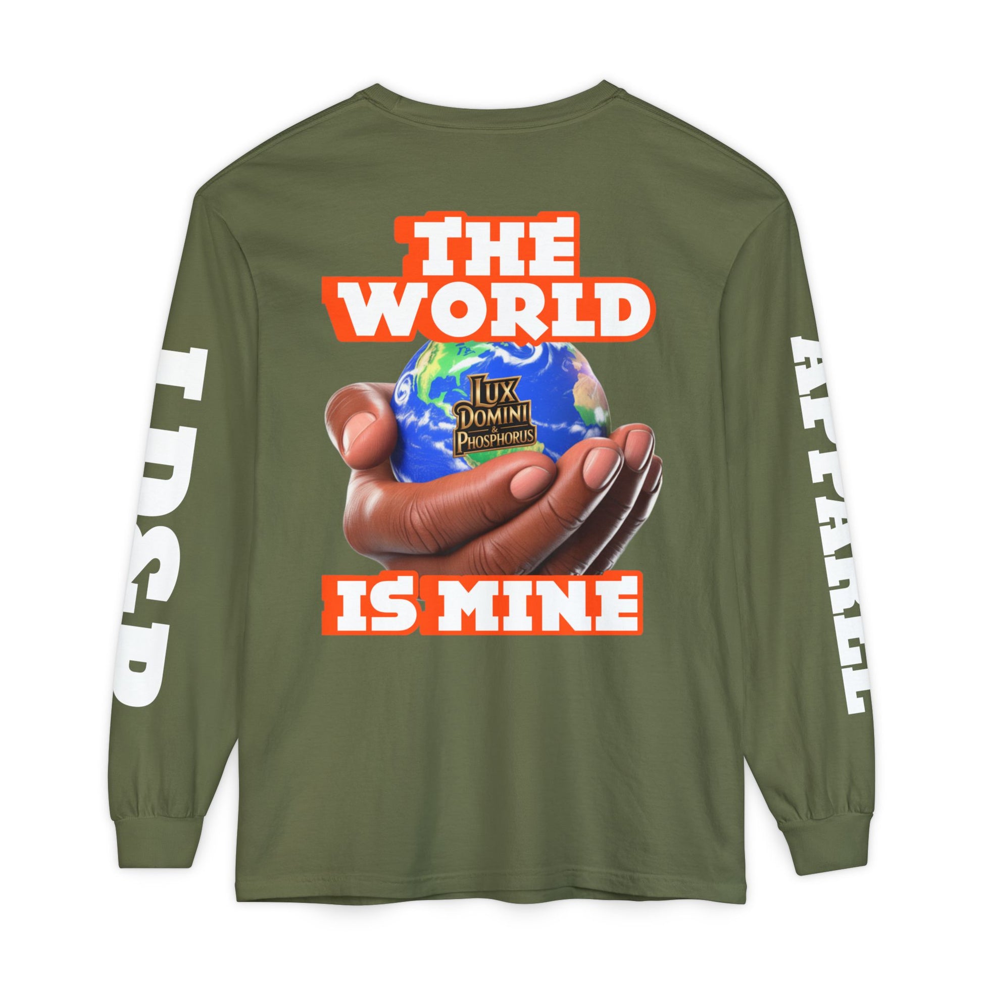 Garment-dyed Long Sleeve T-Shirt - The World Is Mine