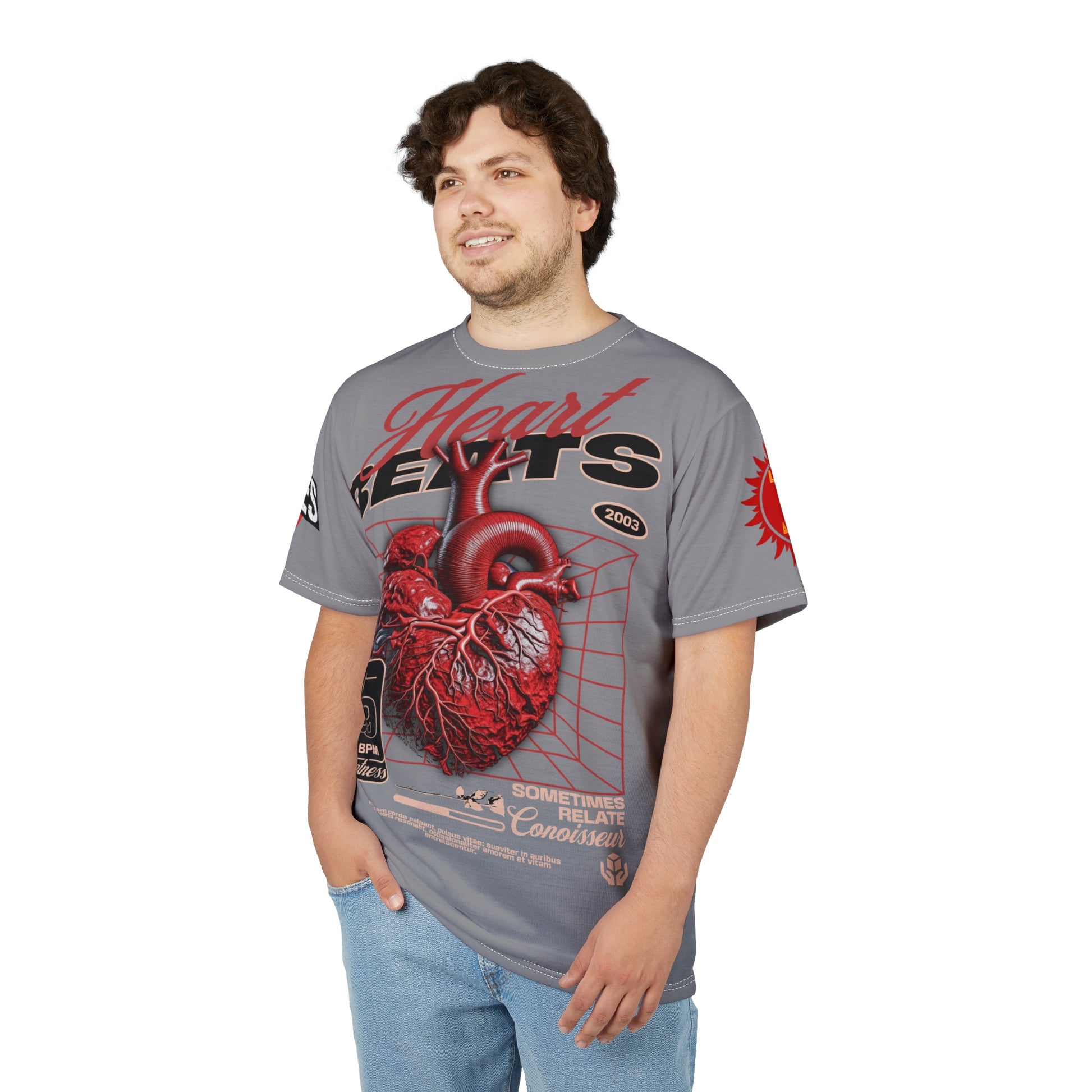 Heart Beats LD&P Apparel Design Graphic Tee Grey