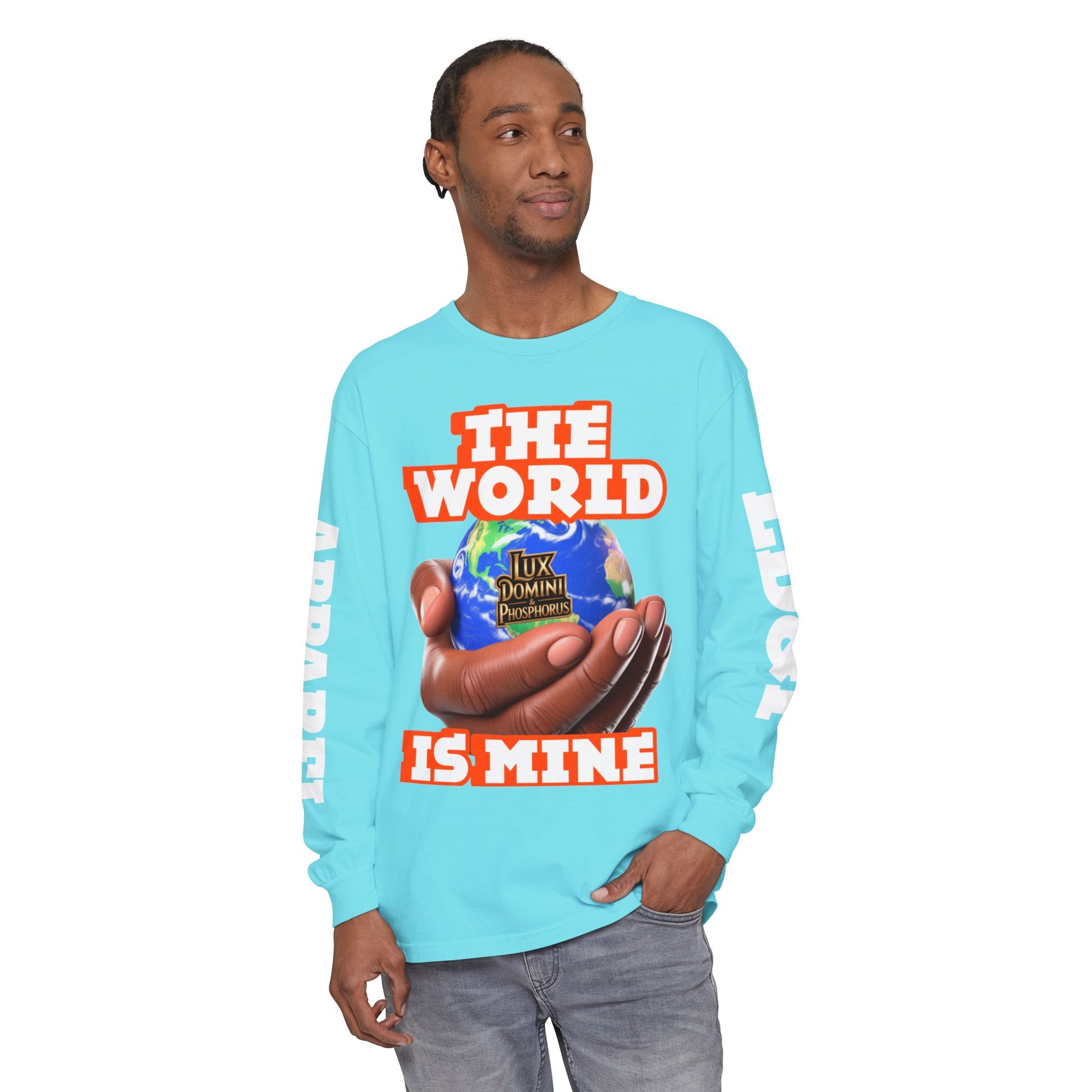 Garment-dyed Long Sleeve T-Shirt - The World Is Mine