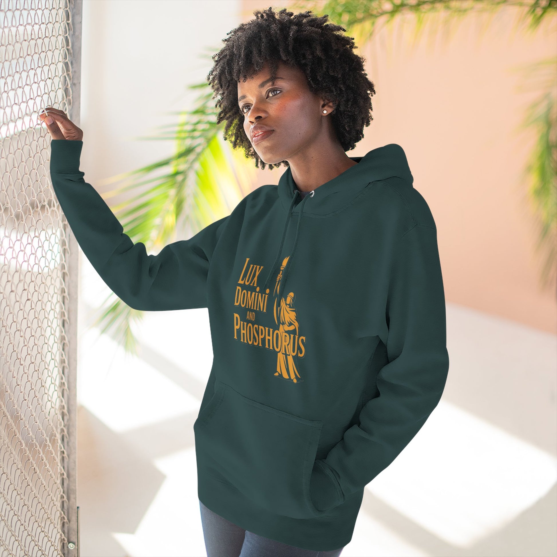 Fleece Hoodie Lux Domini and Phosphorus Apparel Design