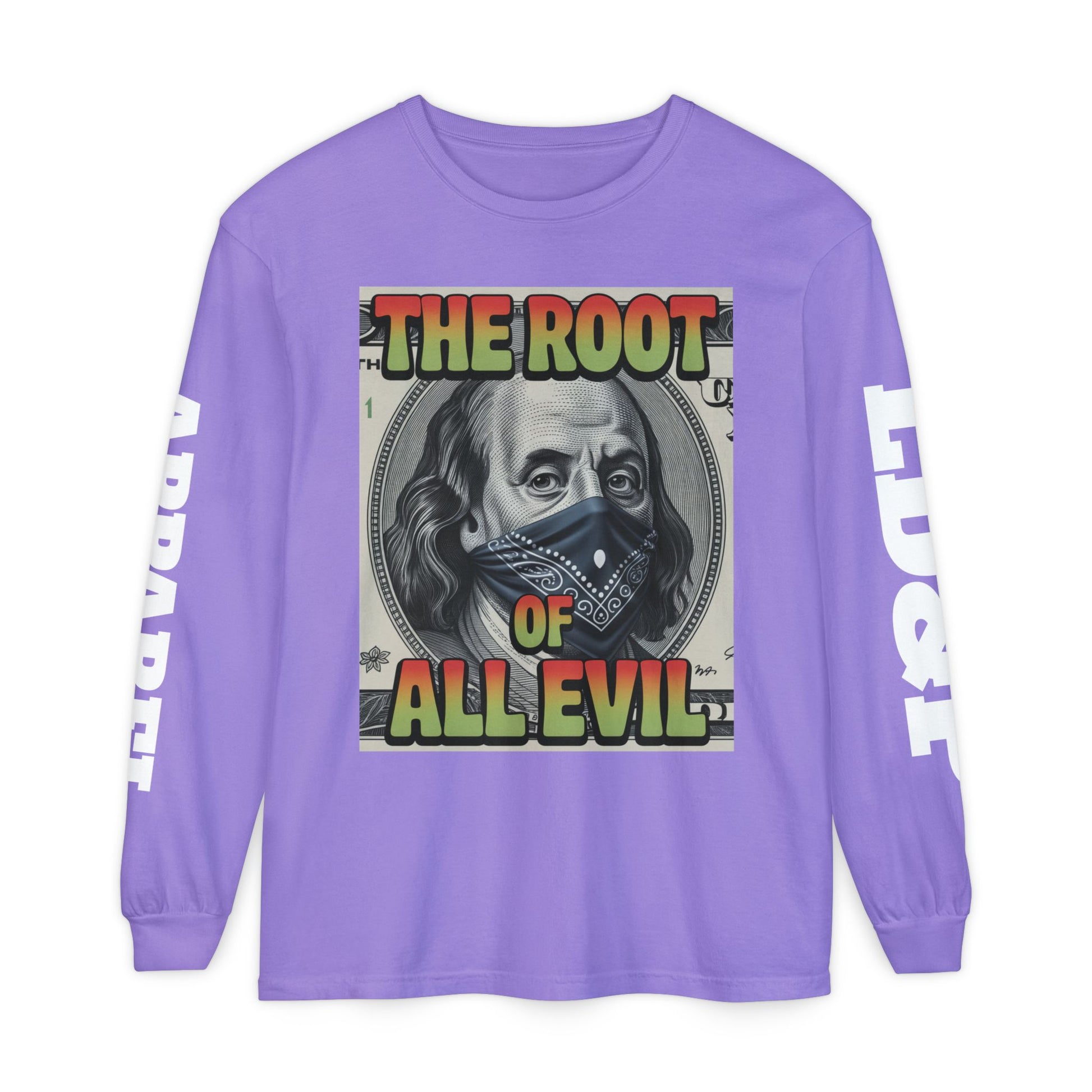 Garment-Dyed Long Sleeve T-Shirt The Root of Evil