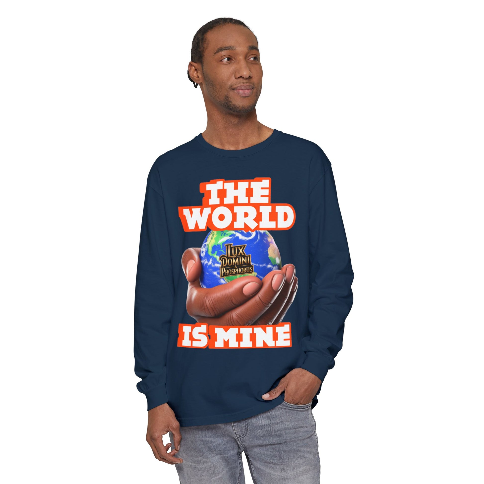 Garment-dyed Long Sleeve T-Shirt - The World Is Mine