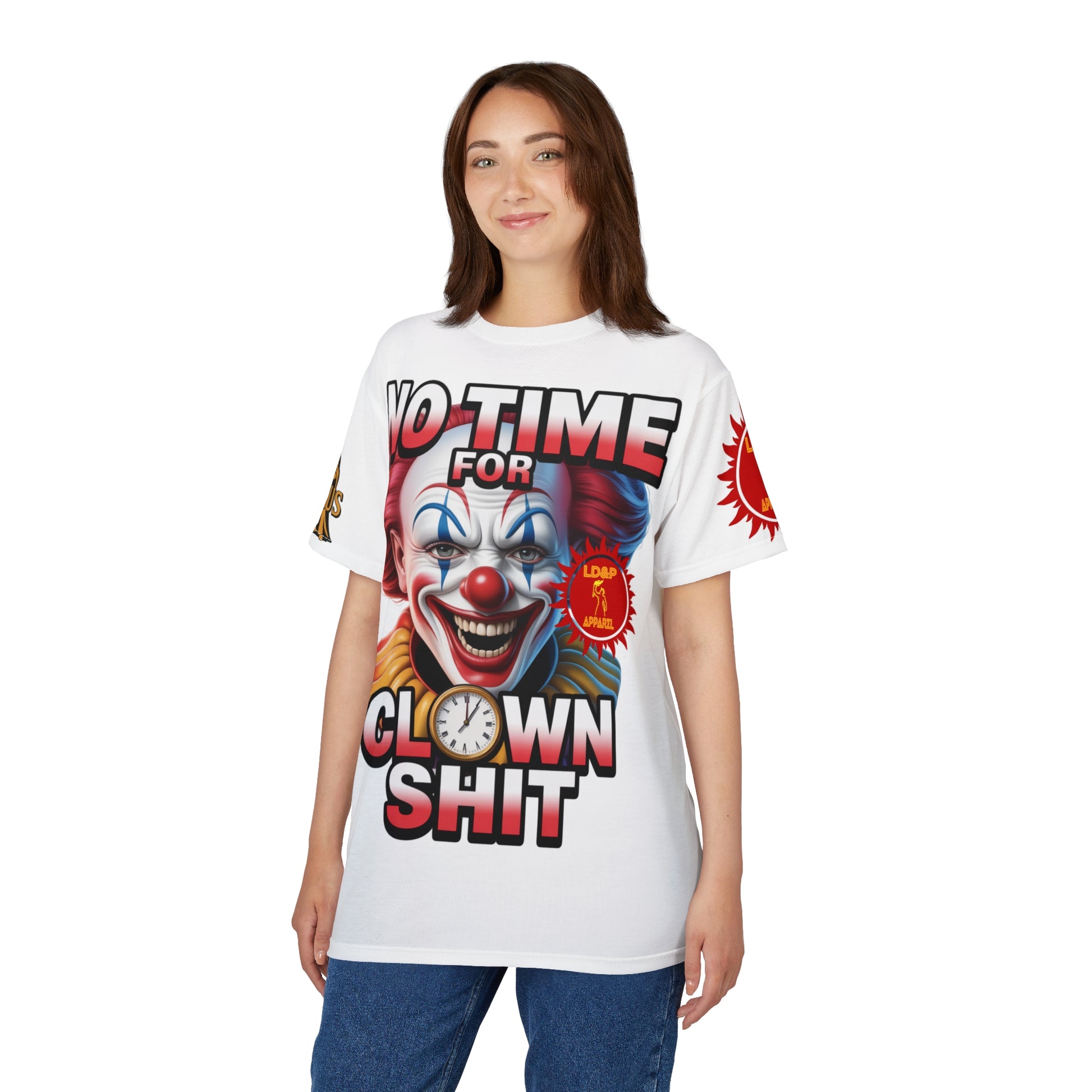 No Time For Clown Unisex Tee - white