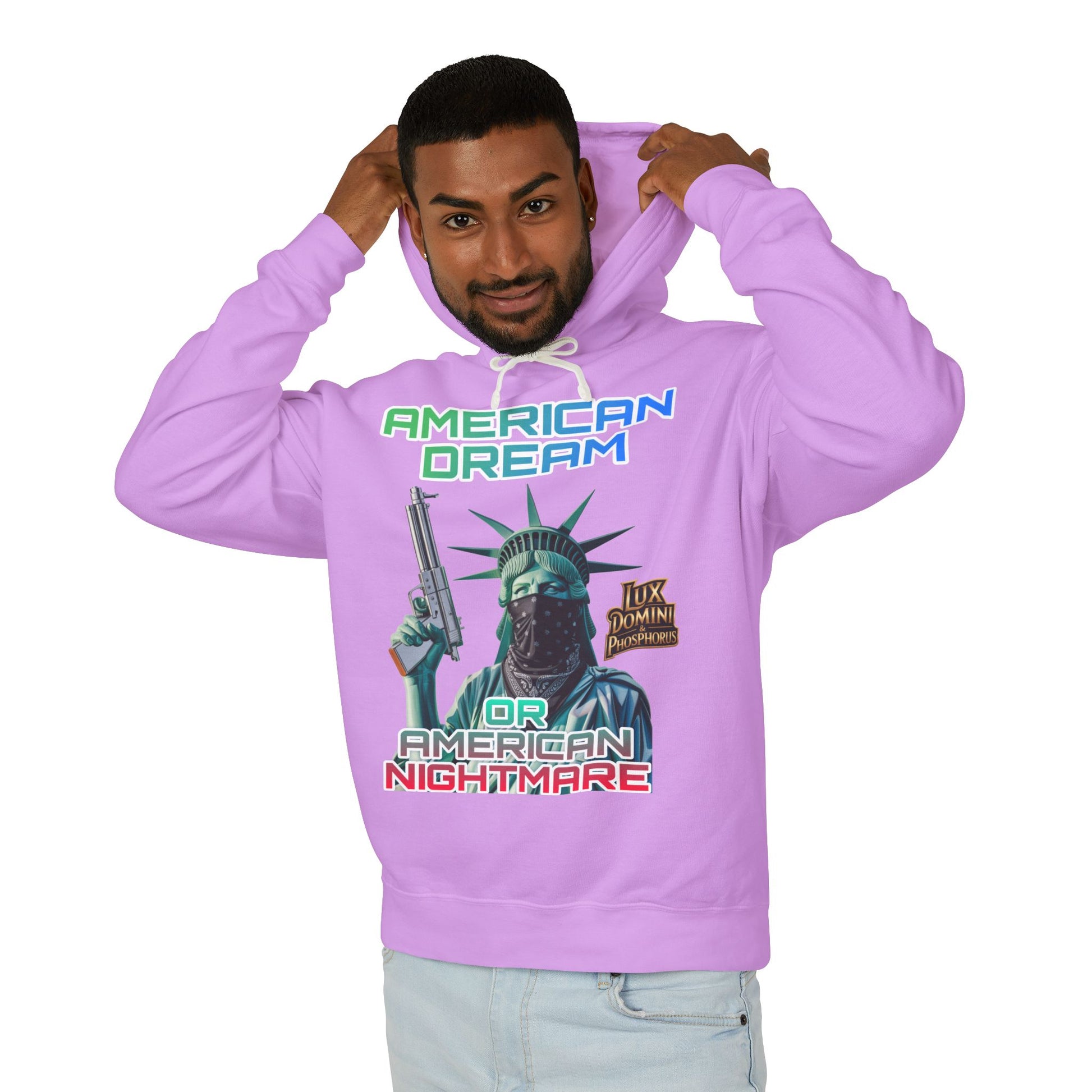 Lightweight Hooded Sweatshirt - American Dream or Nightmare Design