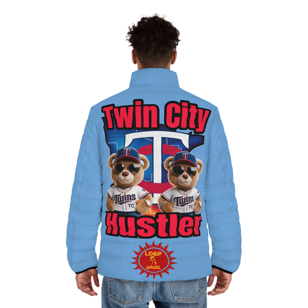 Puffer Jacket Hoodie - Twin City HUSTLER LD&P APPAREL DESIGN light blue