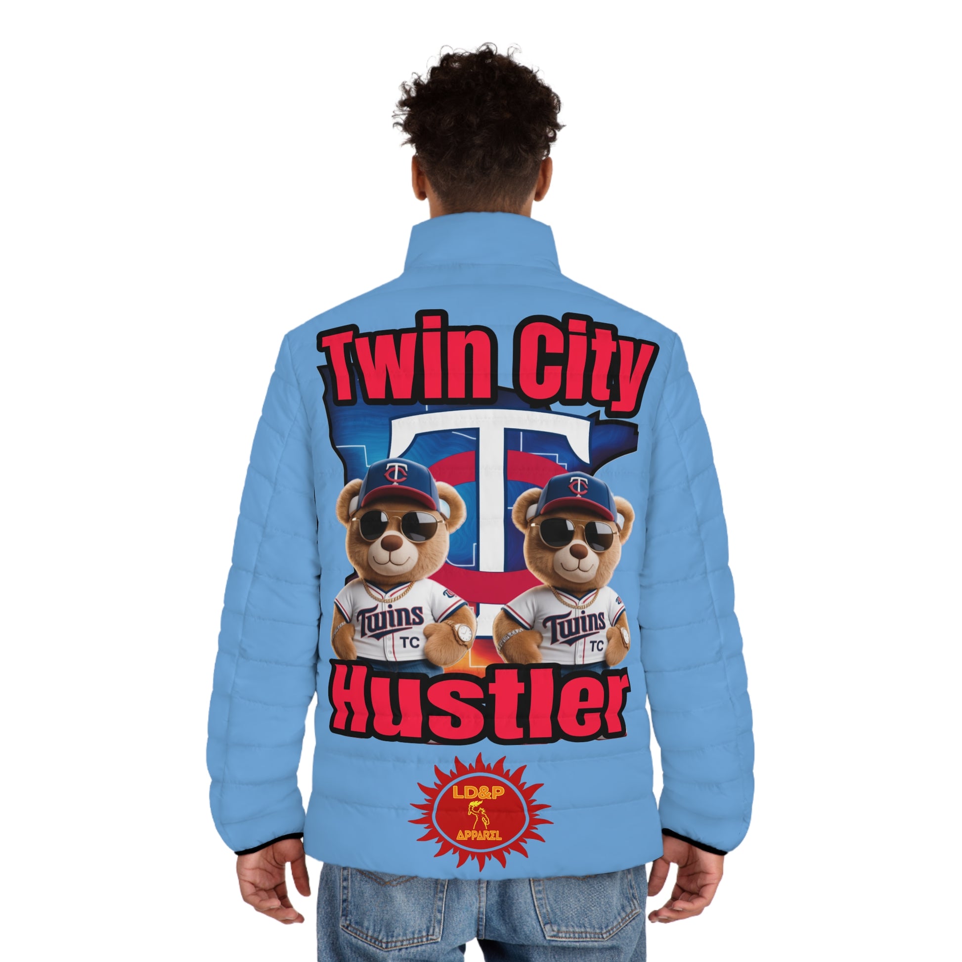 Puffer Jacket Hoodie - Twin City HUSTLER LD&P APPAREL DESIGN light blue