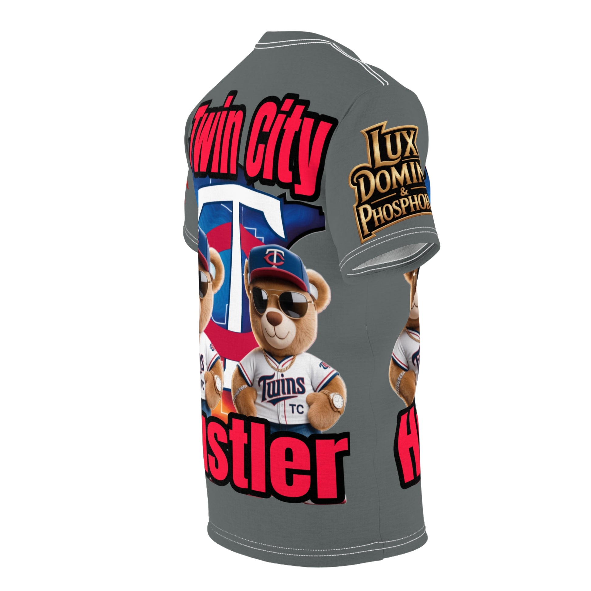 Grey Twin City HUSTLER Print Unisex Cut & Sew Tee