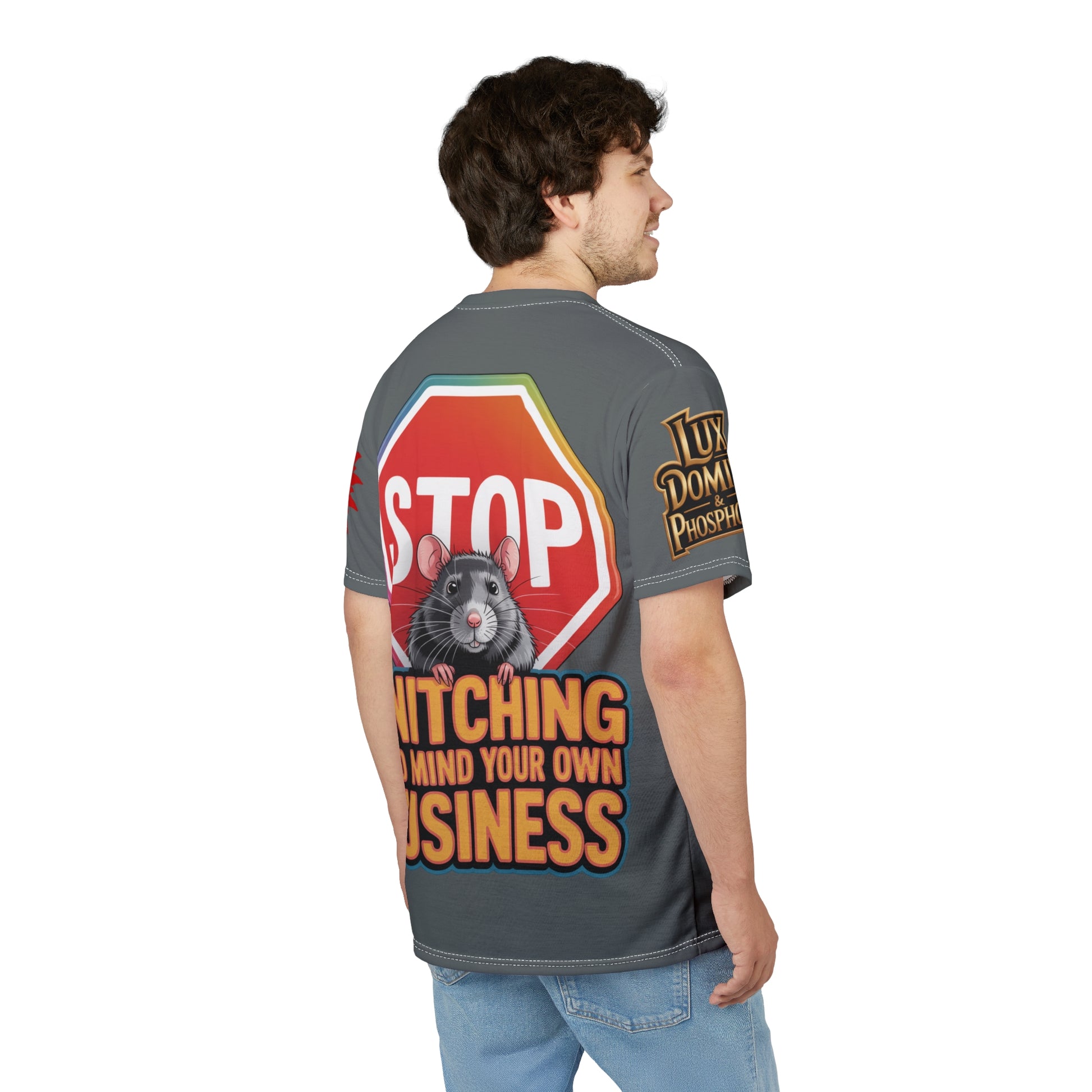 Grey Stop Snitching Print Unisex Cut & Sew Tee