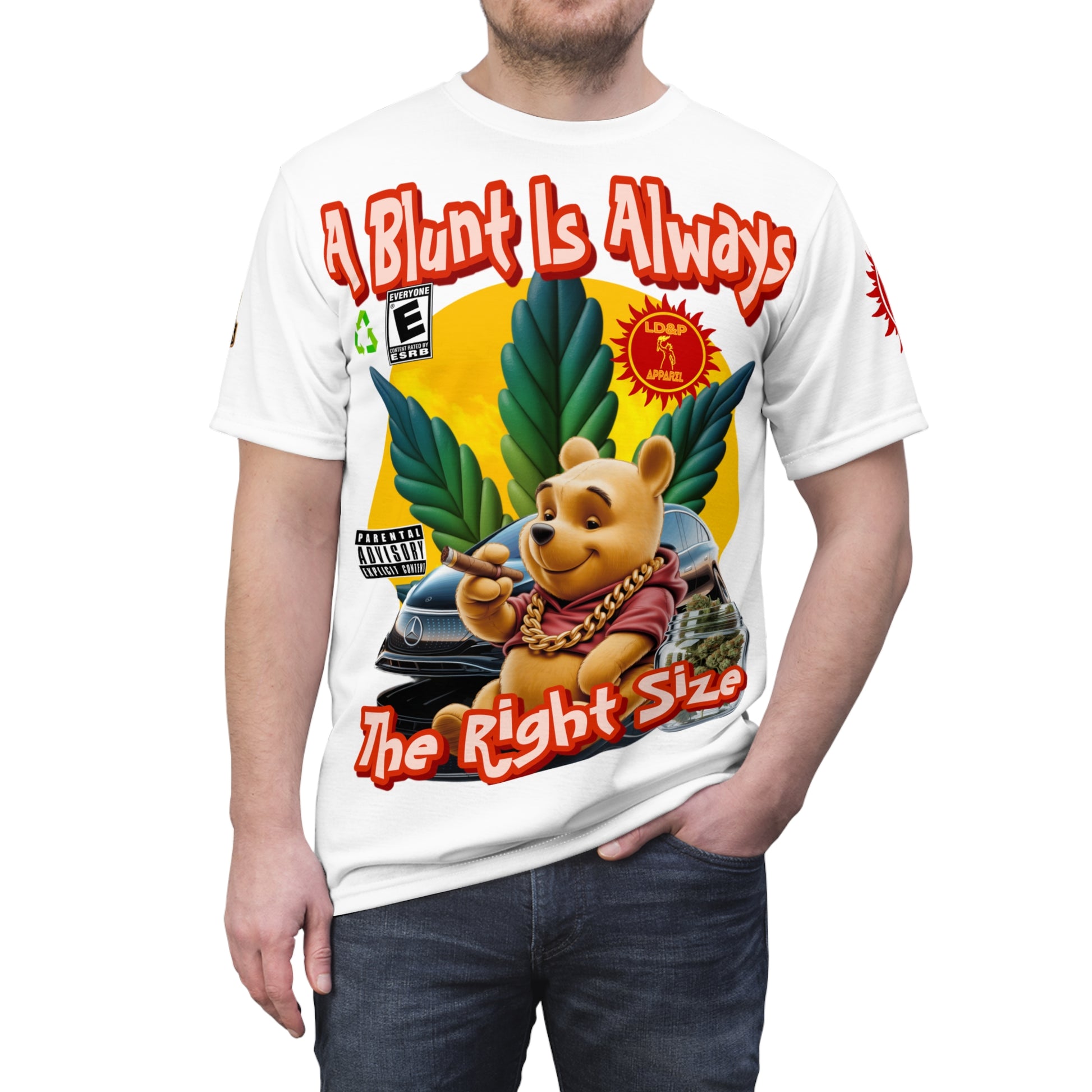 Cannabis Graphic Tee — "A Blunt Is Always The Right Size" LD&P APPAREL white