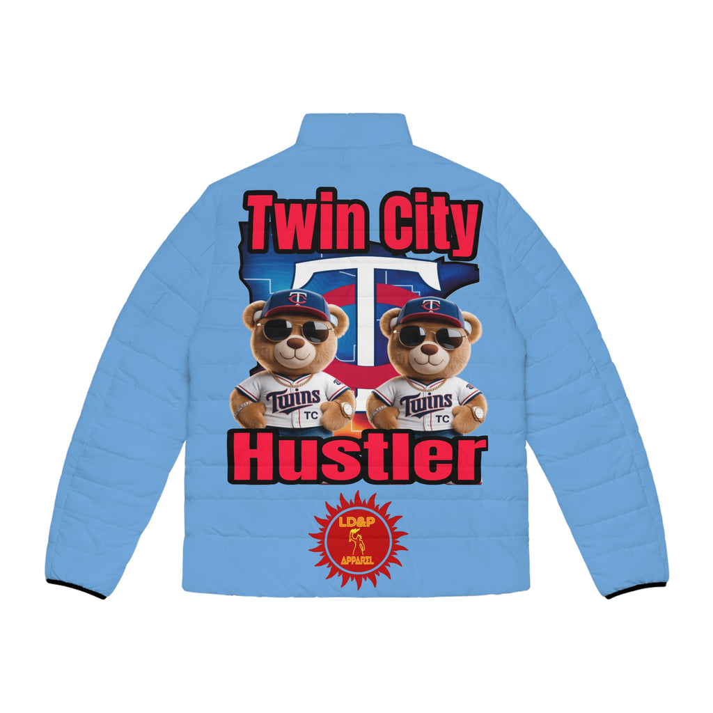 Puffer Jacket Hoodie - Twin City HUSTLER LD&P APPAREL DESIGN light blue