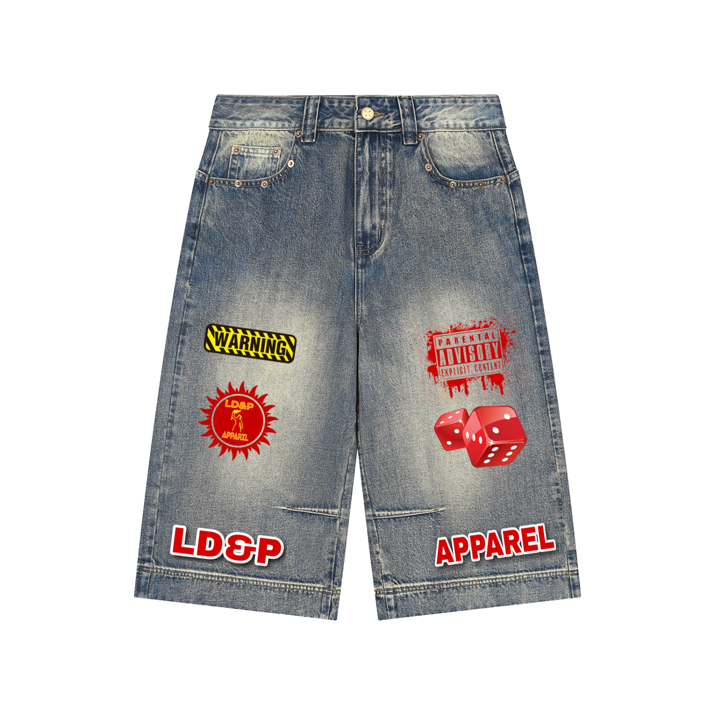 Vintage Wash Baggy Denim Shorts