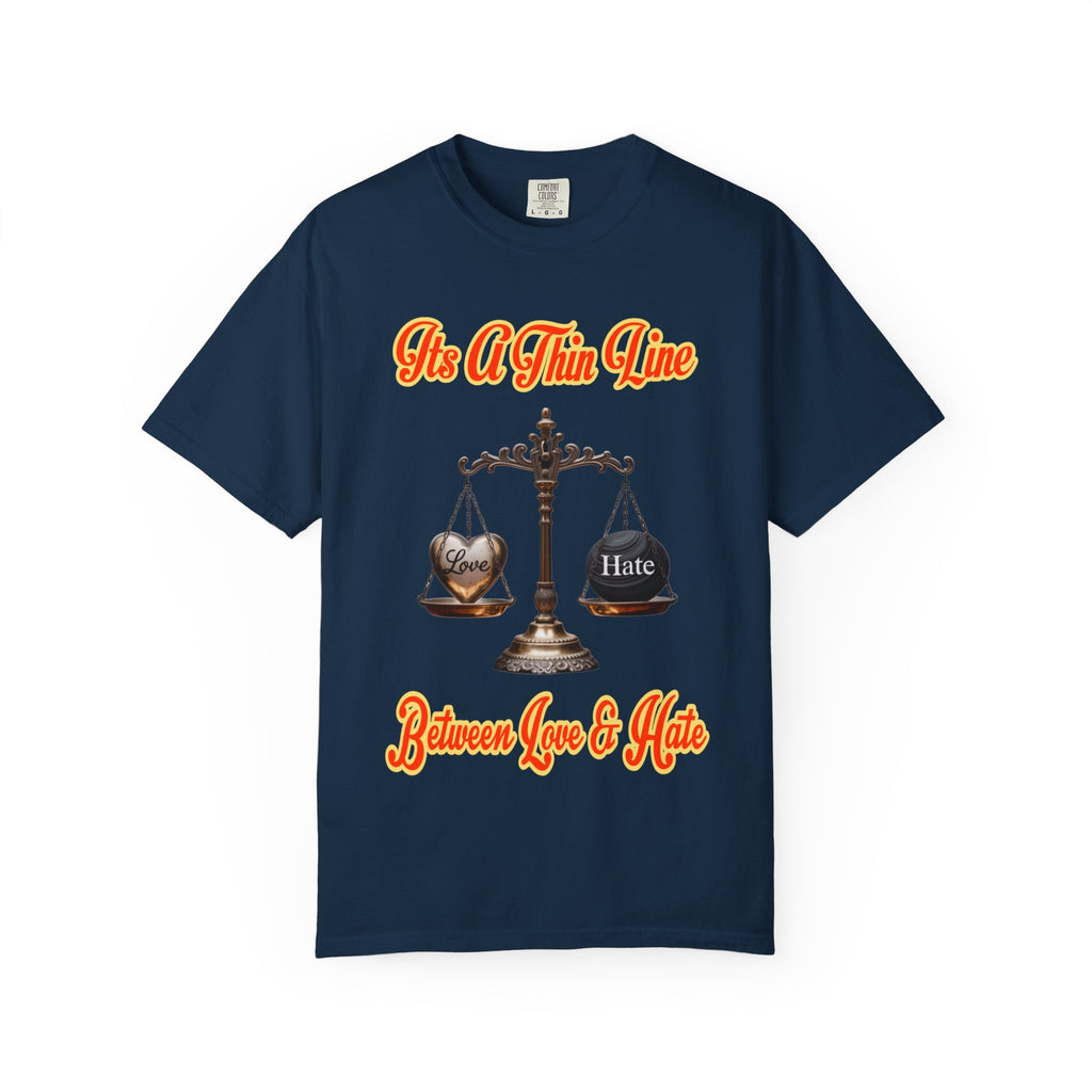 Garment-Dyed T-shirt Thin Line Love Hate LD&amp;P APPAREL Design