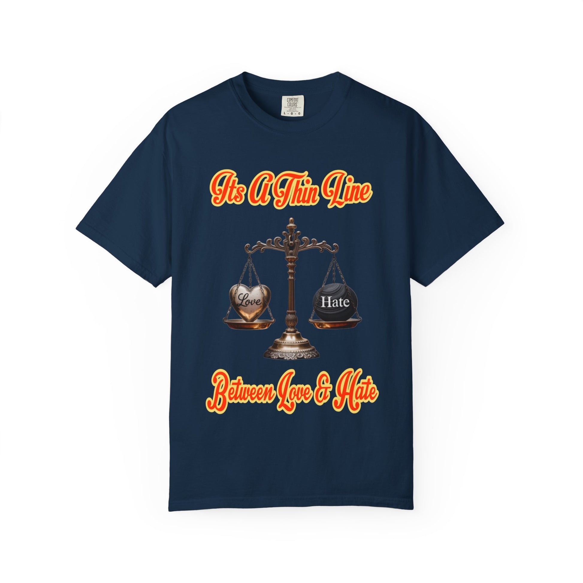 Garment-Dyed T-shirt Thin Line Love Hate LD&amp;P APPAREL Design
