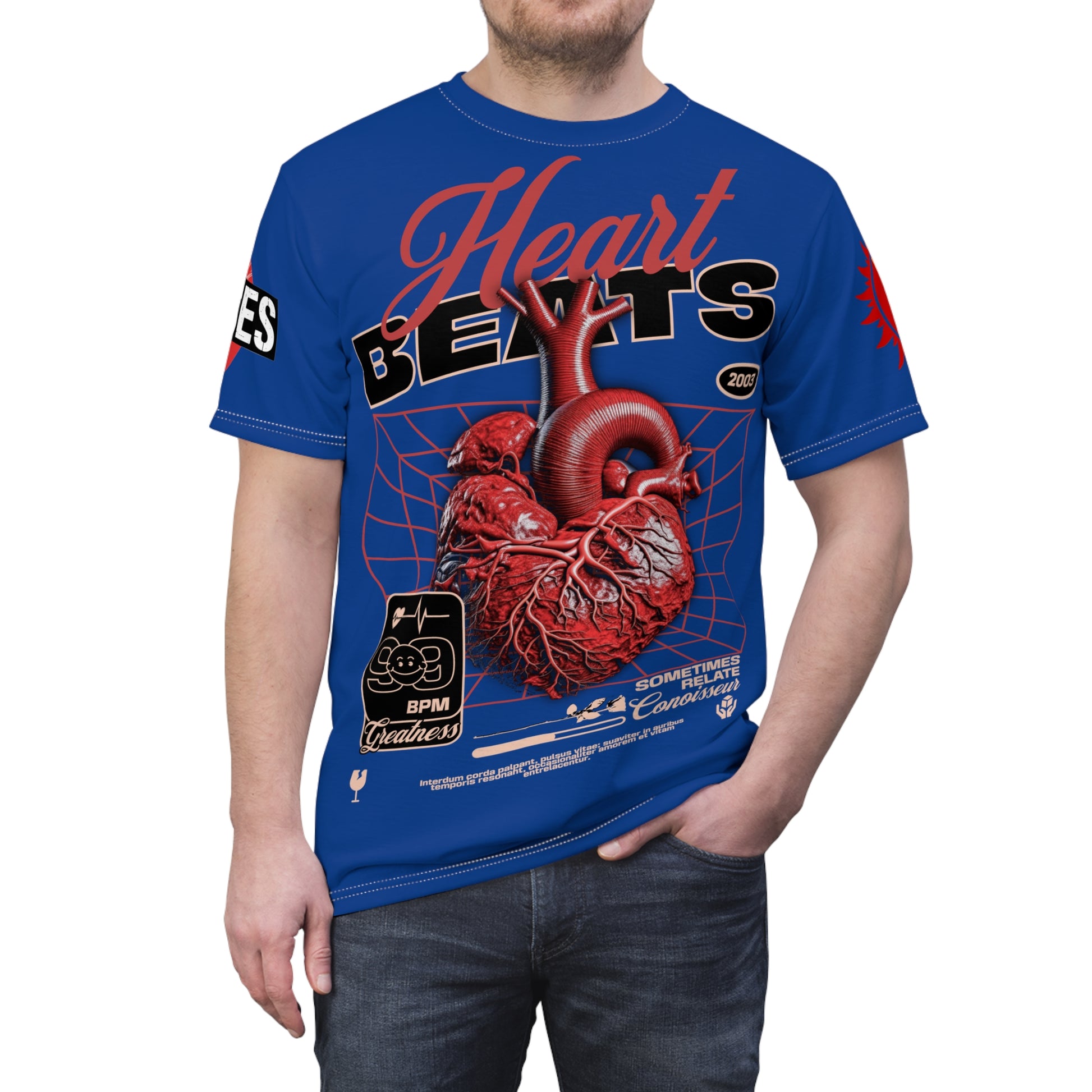 Heart Beats LD&P Apparel Design Graphic Tee Blue