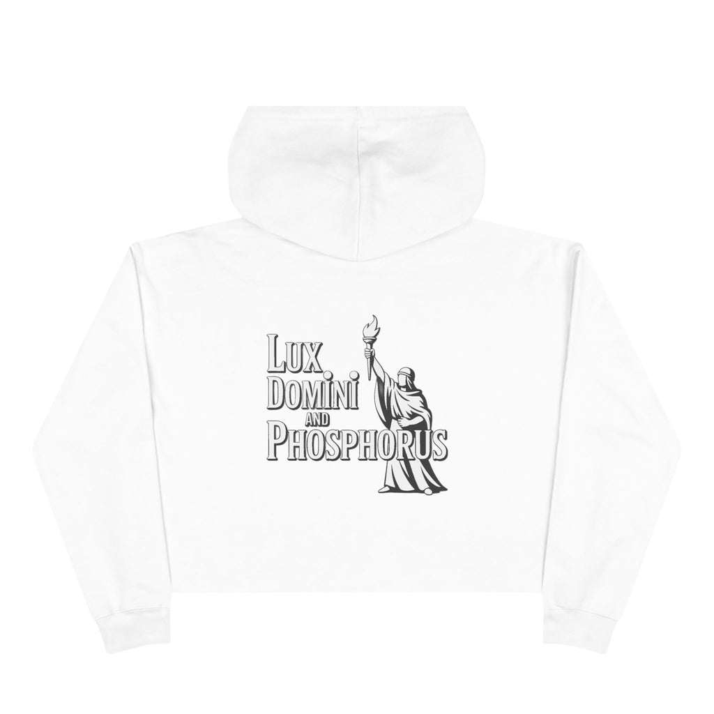 Lux Domini & Phosphorus Crop Hoodie — Gothic Latin Graphic
