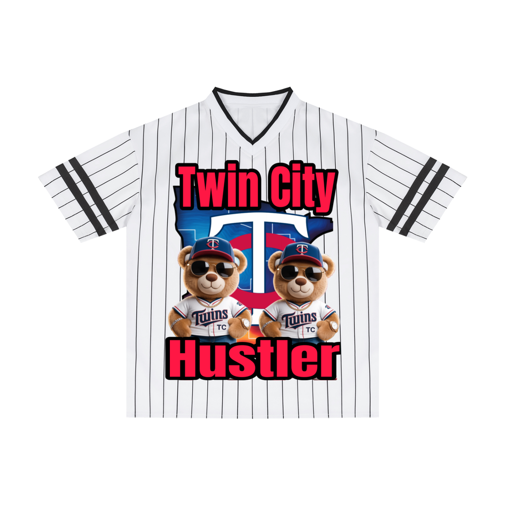 TWIN CITY HUSTLER Unisex Striped Loose V-Neck T-Shirt
