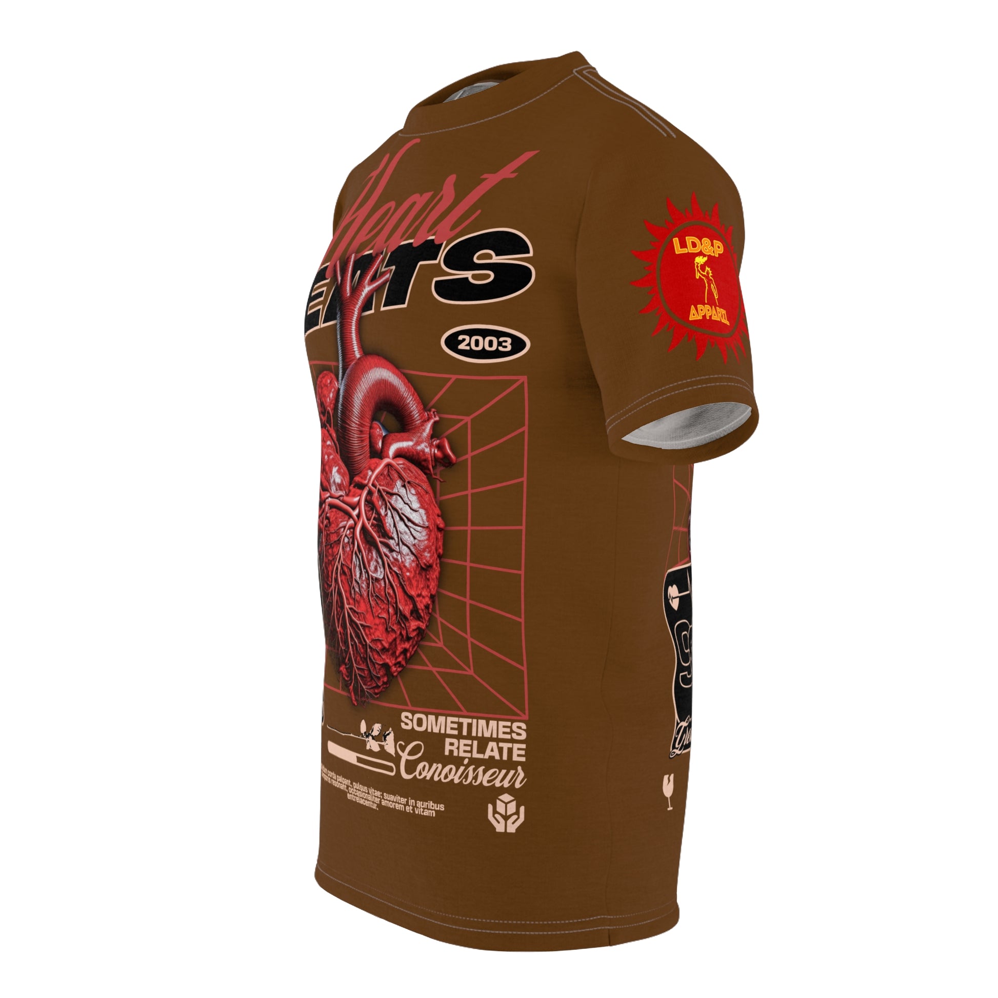 Heart Beats LD&P Apparel Design Graphic Tee Brown