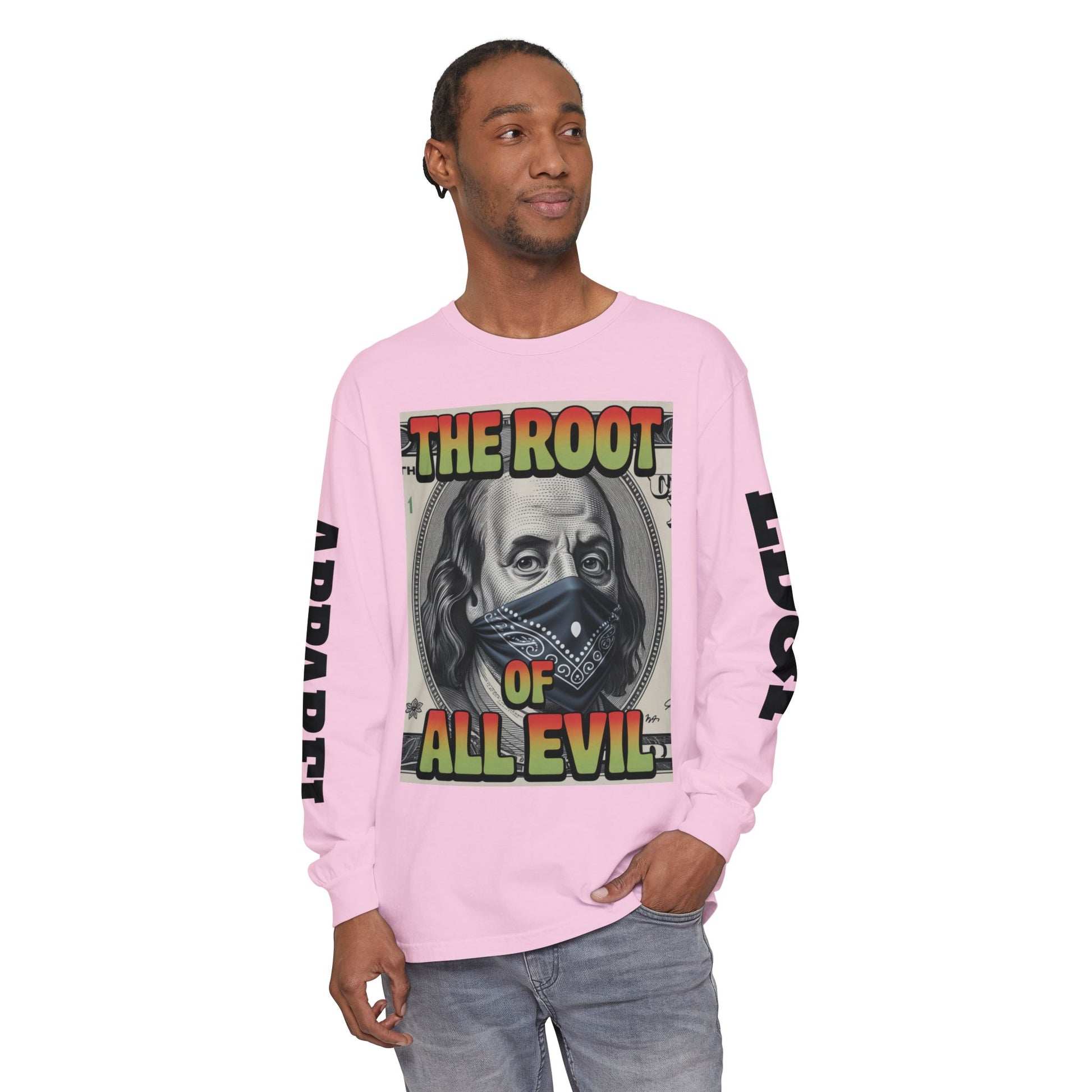 Garment-Dyed Long Sleeve T-Shirt The Root of Evil