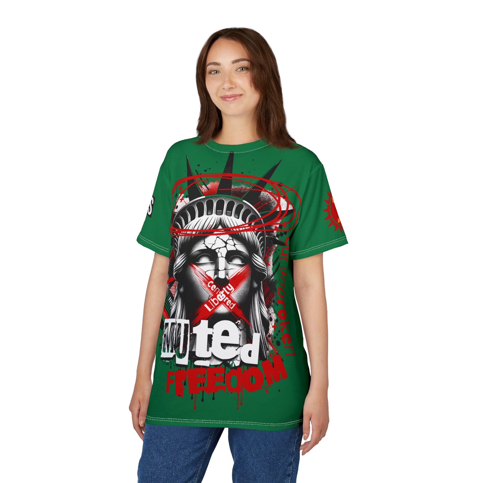 Muted Freedom LD&P APPAREL DESIGN Graphic Tee Shirt Green