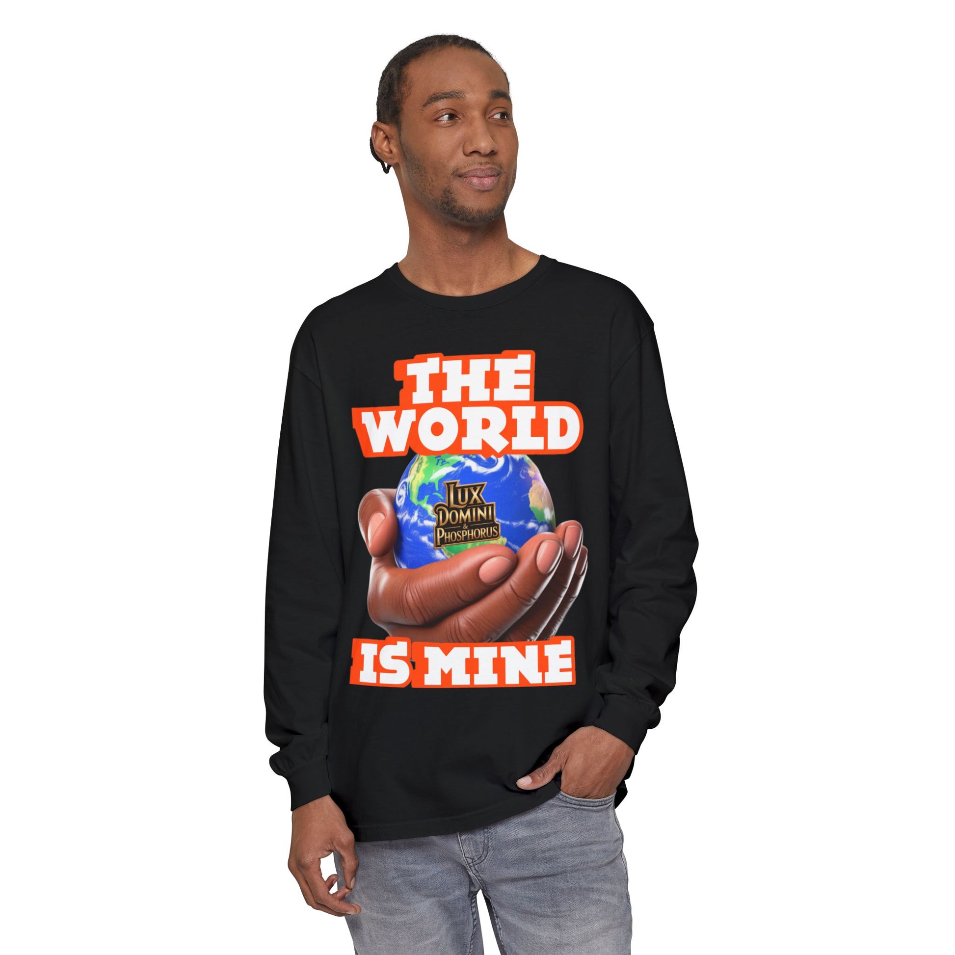 Garment-dyed Long Sleeve T-Shirt - The World Is Mine