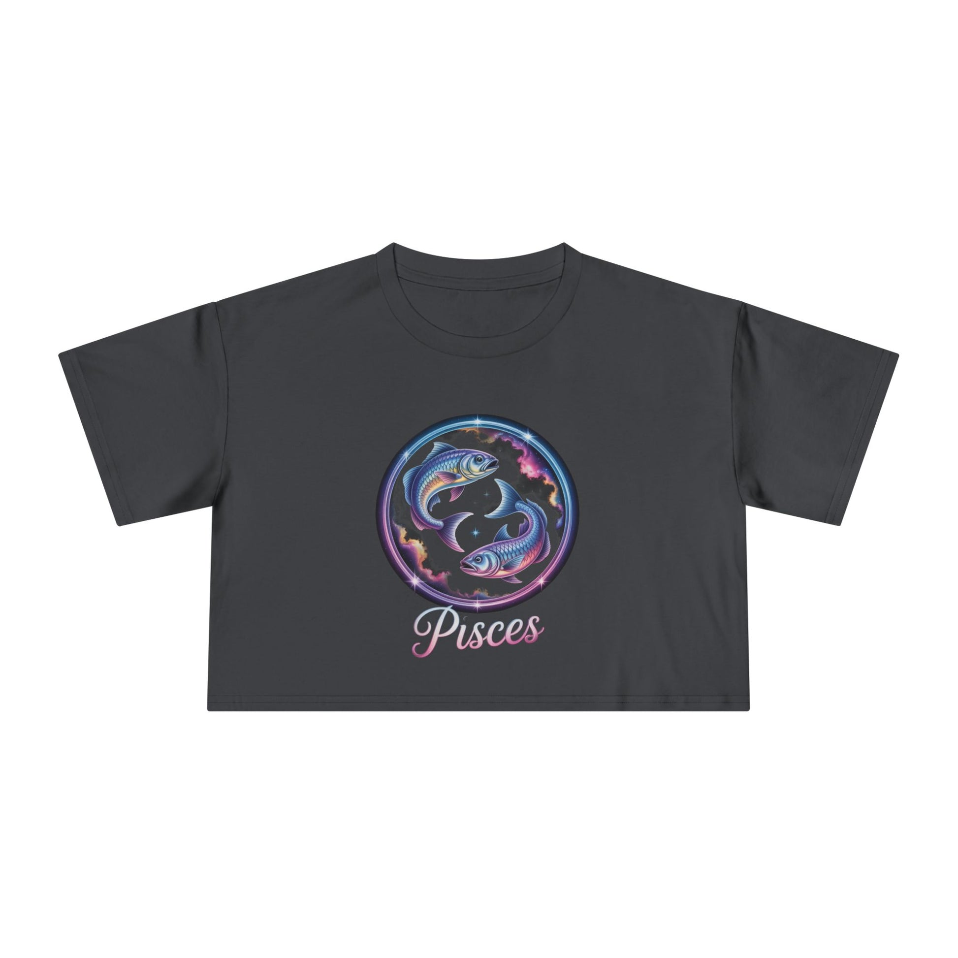Pisces Watercolor Crop Tee — Zodiac Fish Astrological Women's Top