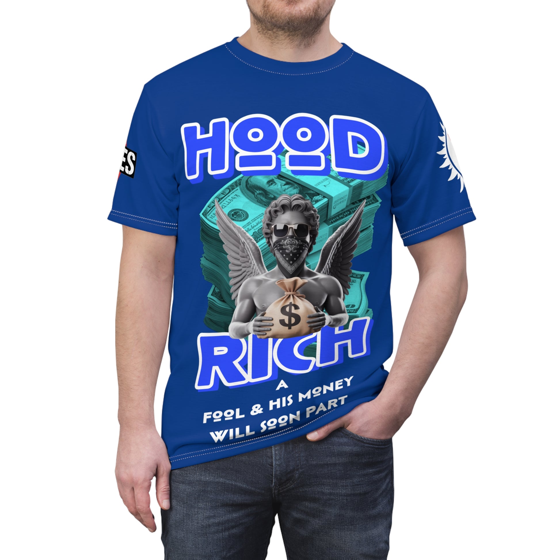 Hood Rich Graphic Tee LD&P APPAREL Blue