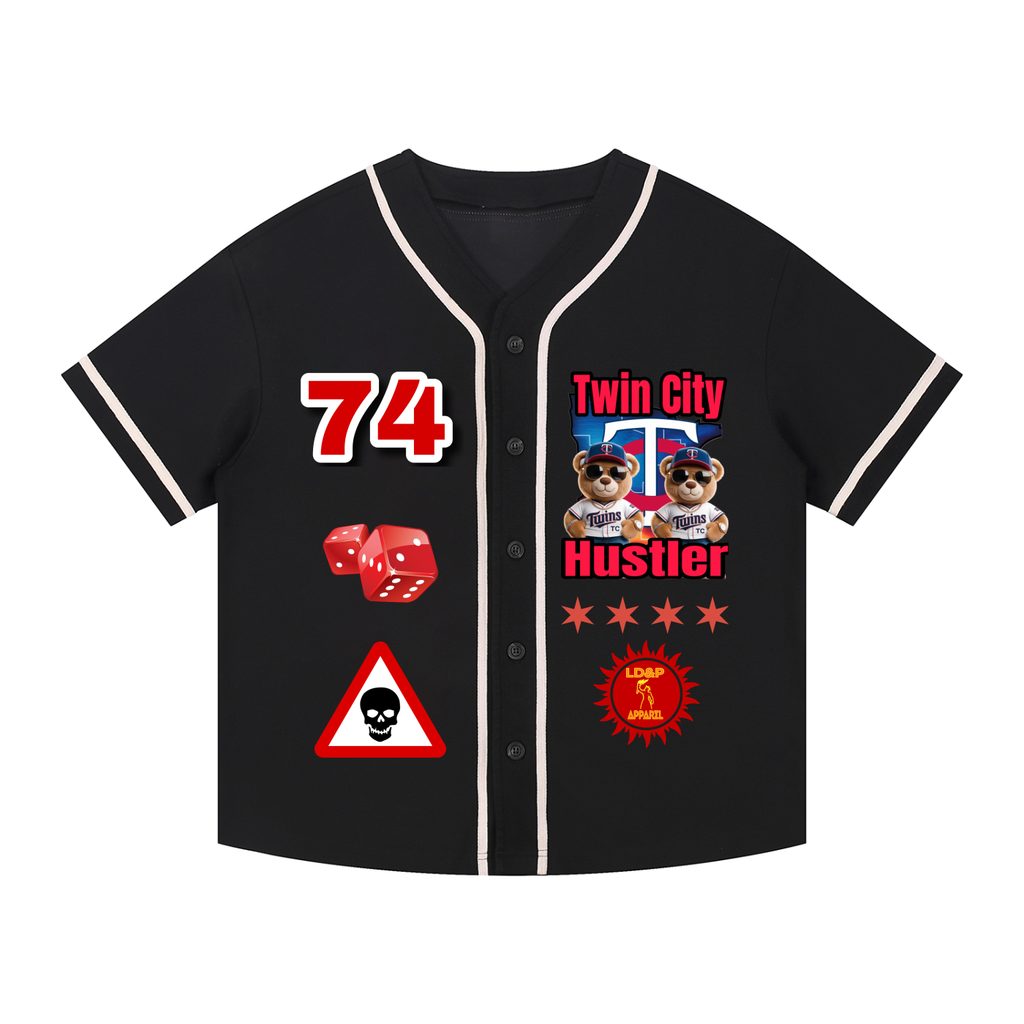 TWIN CITY HUSTLER Contrast Piped Button-Up Jersey