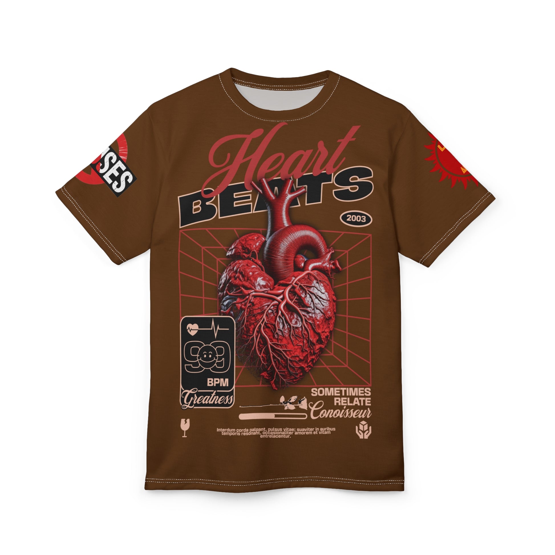 Heart Beats LD&P Apparel Design Graphic Tee Brown