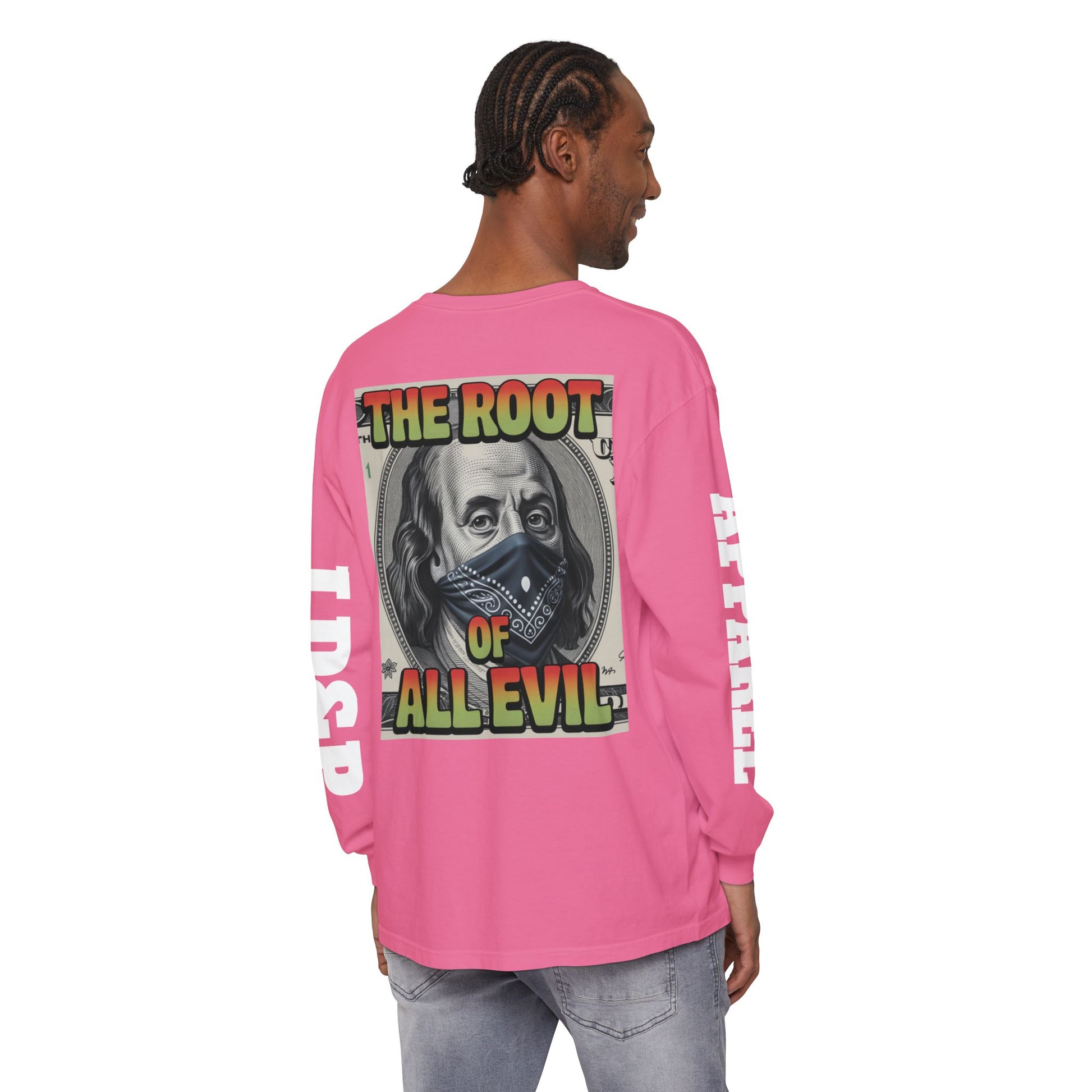 Garment-Dyed Long Sleeve T-Shirt The Root of Evil