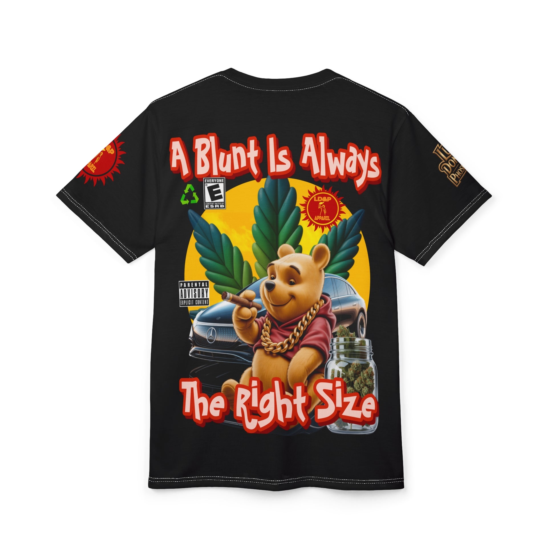 Cannabis Graphic Tee — "A Blunt Is Always The Right Size" LD&P APPAREL Black