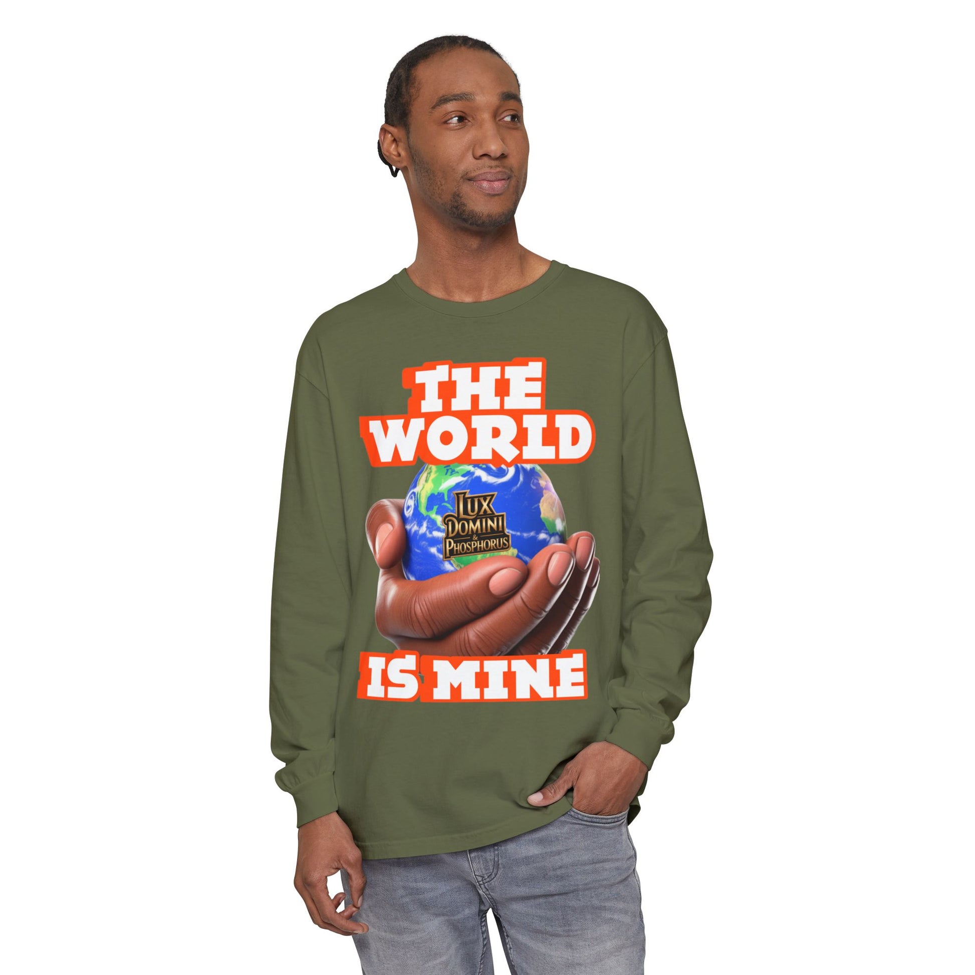 Garment-dyed Long Sleeve T-Shirt - The World Is Mine