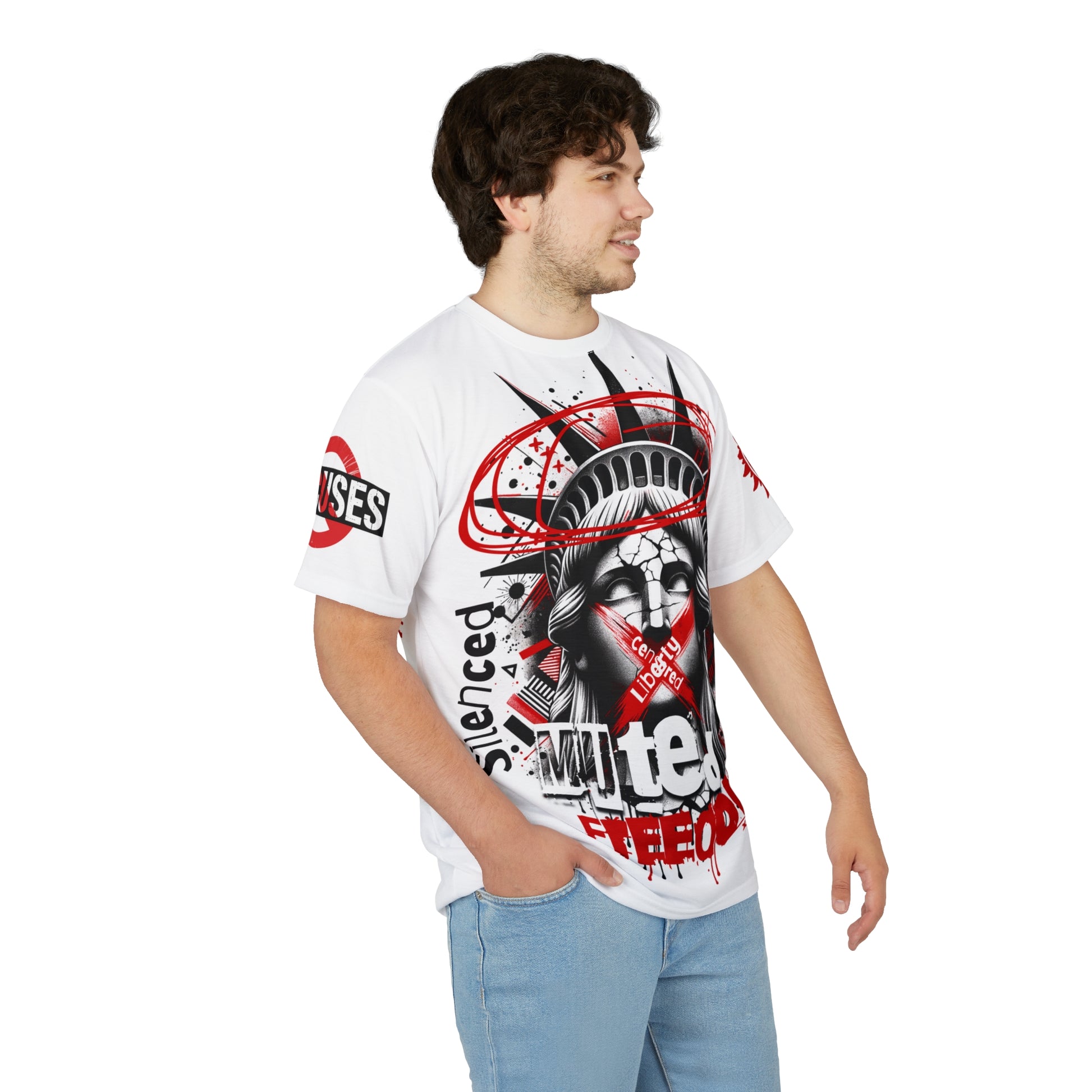 Muted Freedom LD&P APPAREL DESIGN Graphic Tee Shirt white